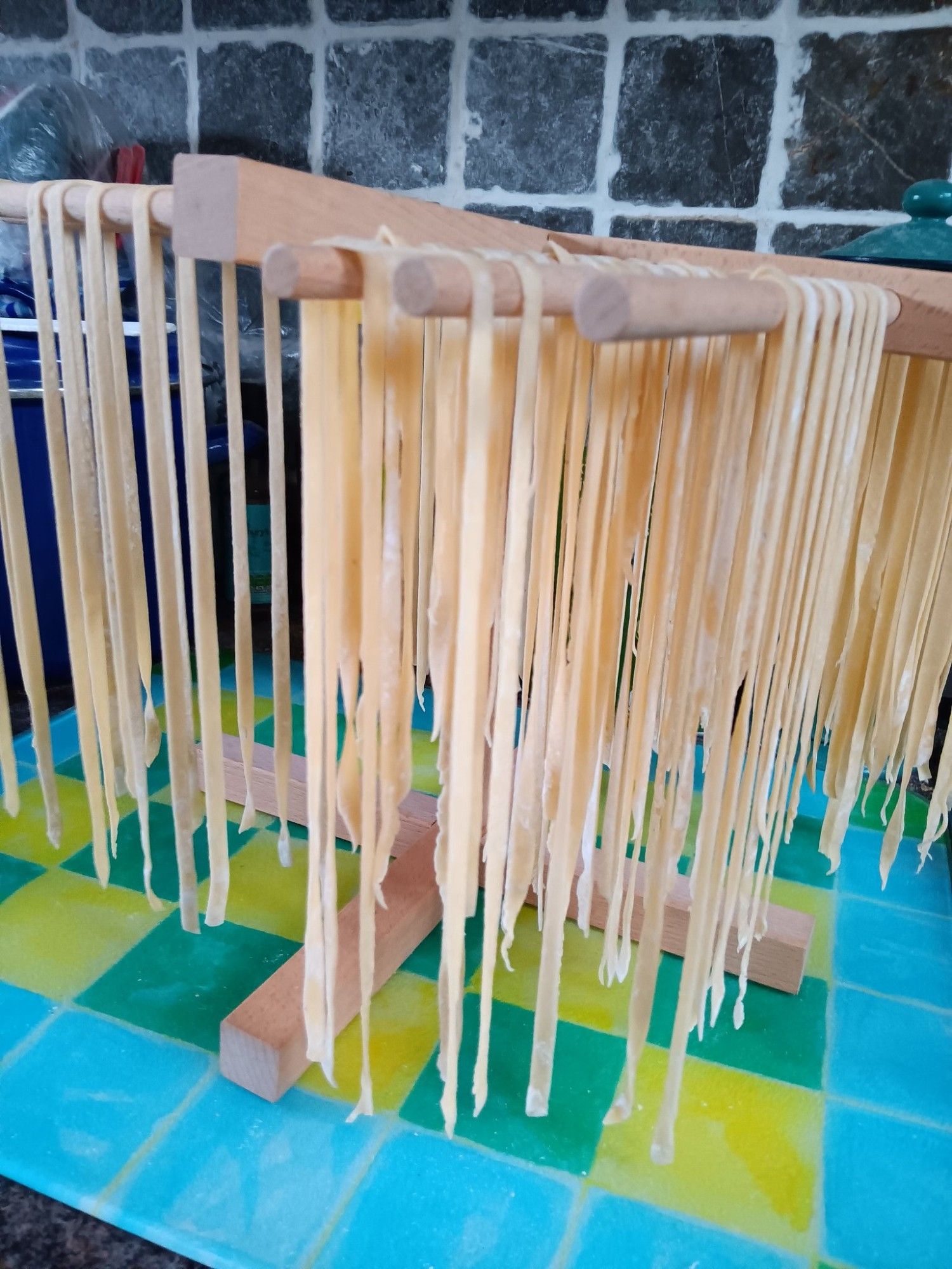 Handmade pasta drying.