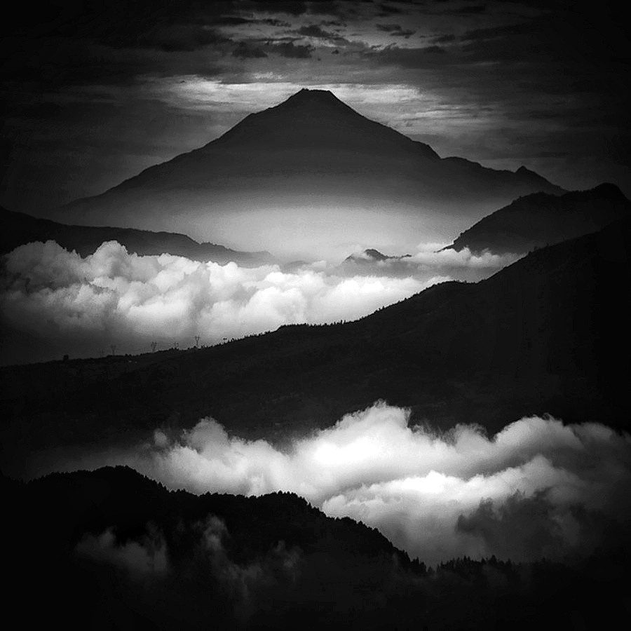 Altitude series, number three 
Indonesia, mountains layered with clouds