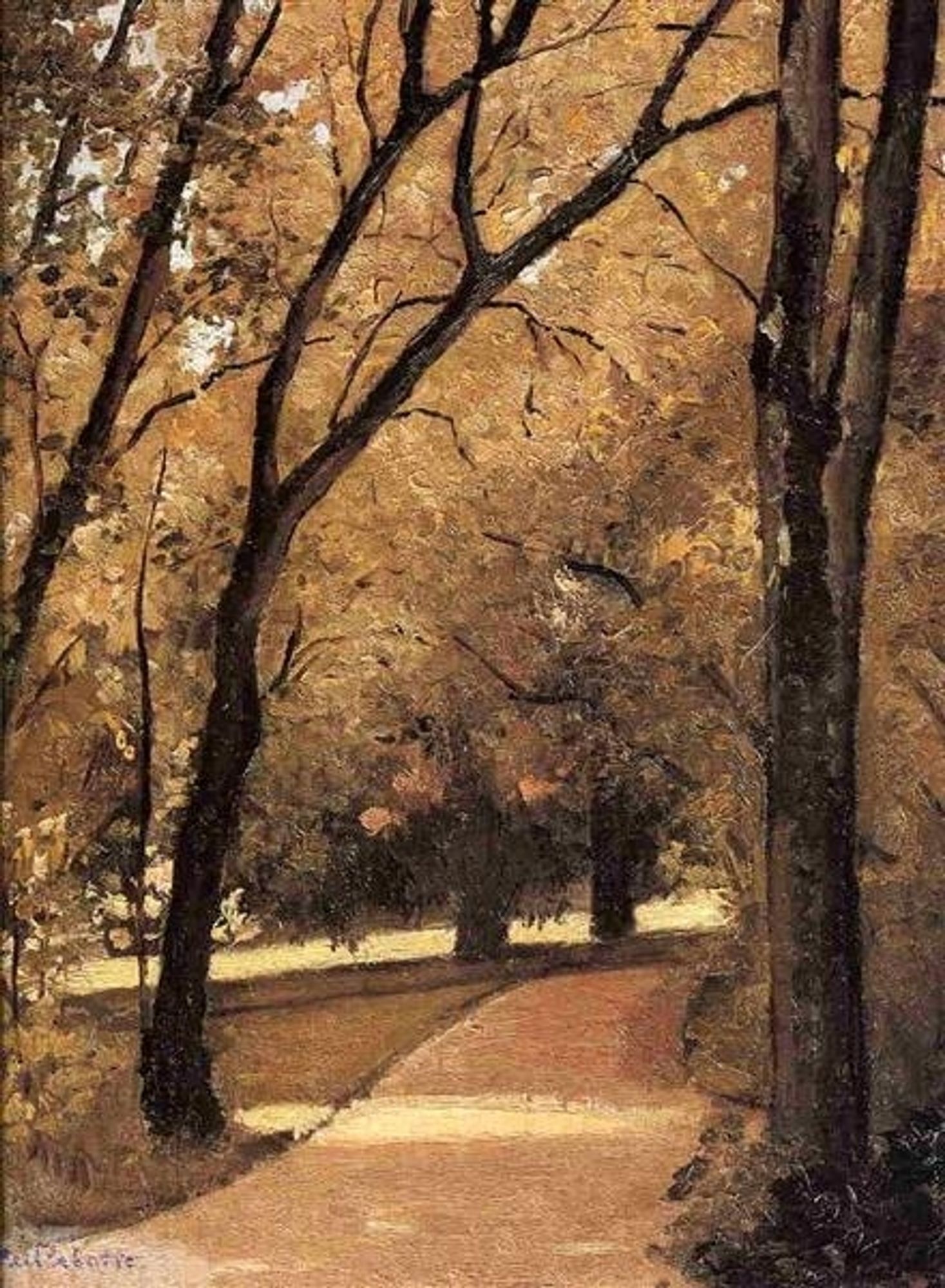 Autumn scene, curved pathway