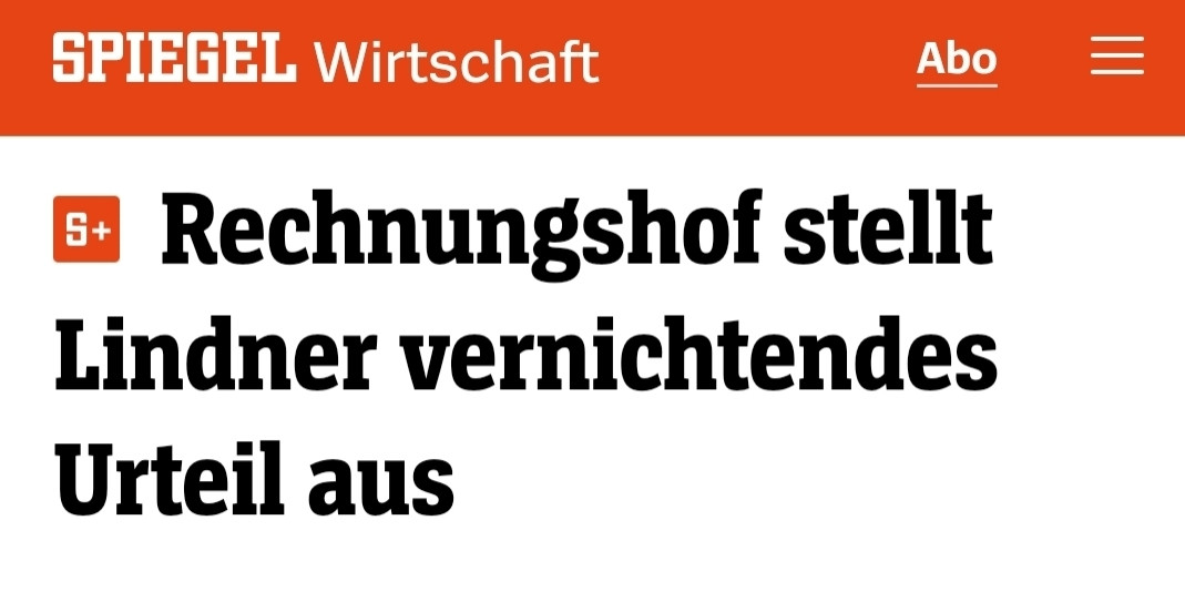 Spiegel Online Screenshot
Rechnungshof stellt Lindner vernichtendes Urteil aus.