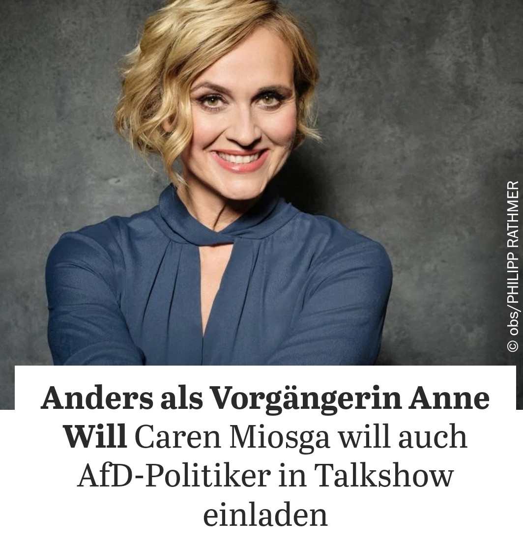 Tagesspiegel Screenshot 
Anders als Vorgängerin Anne
Will Caren Miosga will auch
AfD-Politiker in Talkshow
einladen