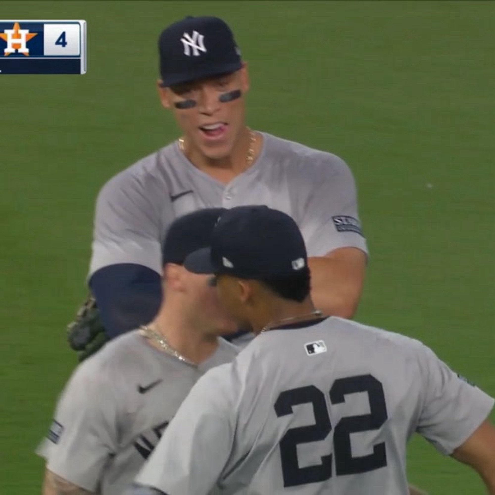 Aaron Judge sweating through uniform