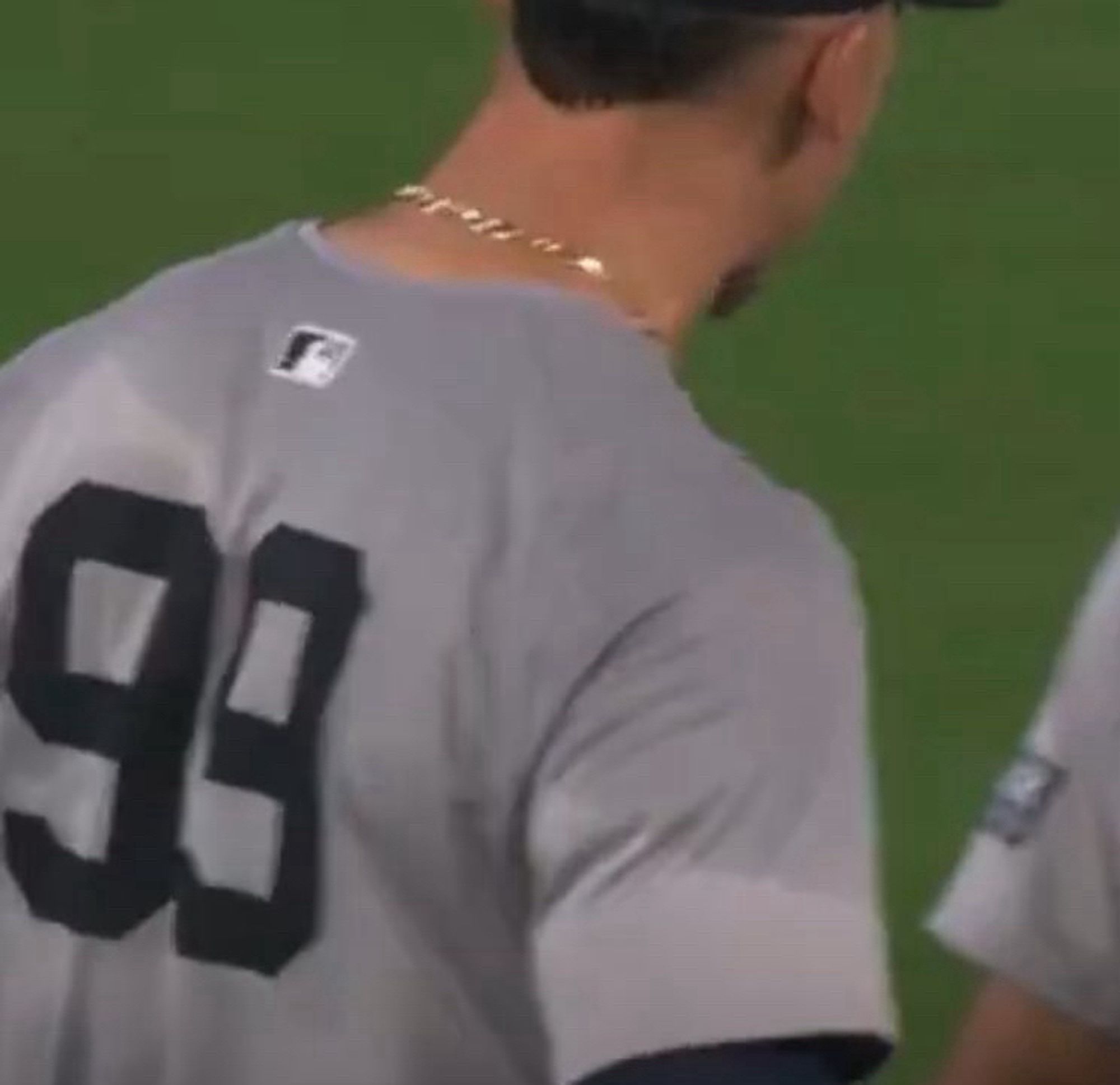 Aaron Judge sweating through uniform