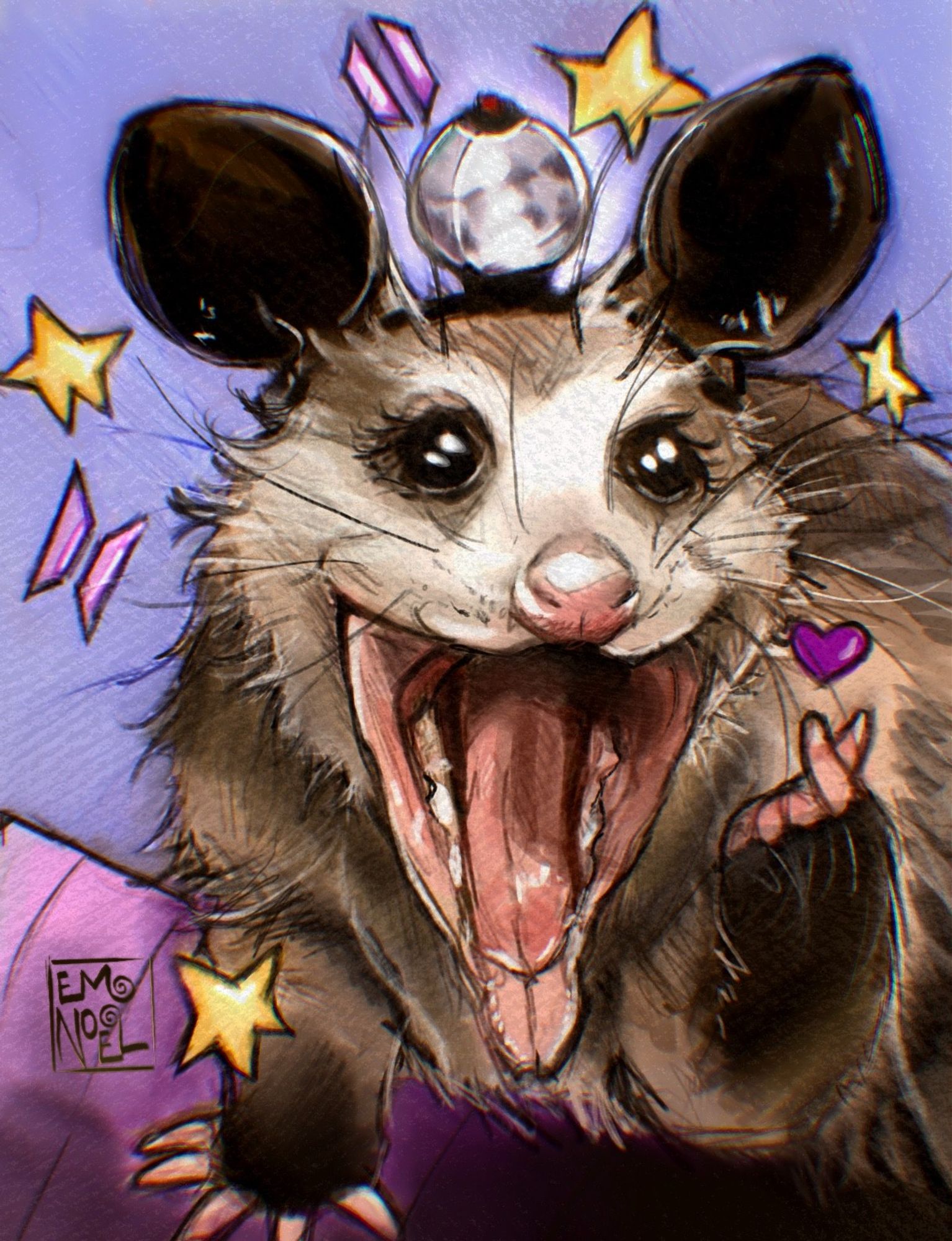 Picture of a BTS ARMY possum done by EmNoel in Procreate