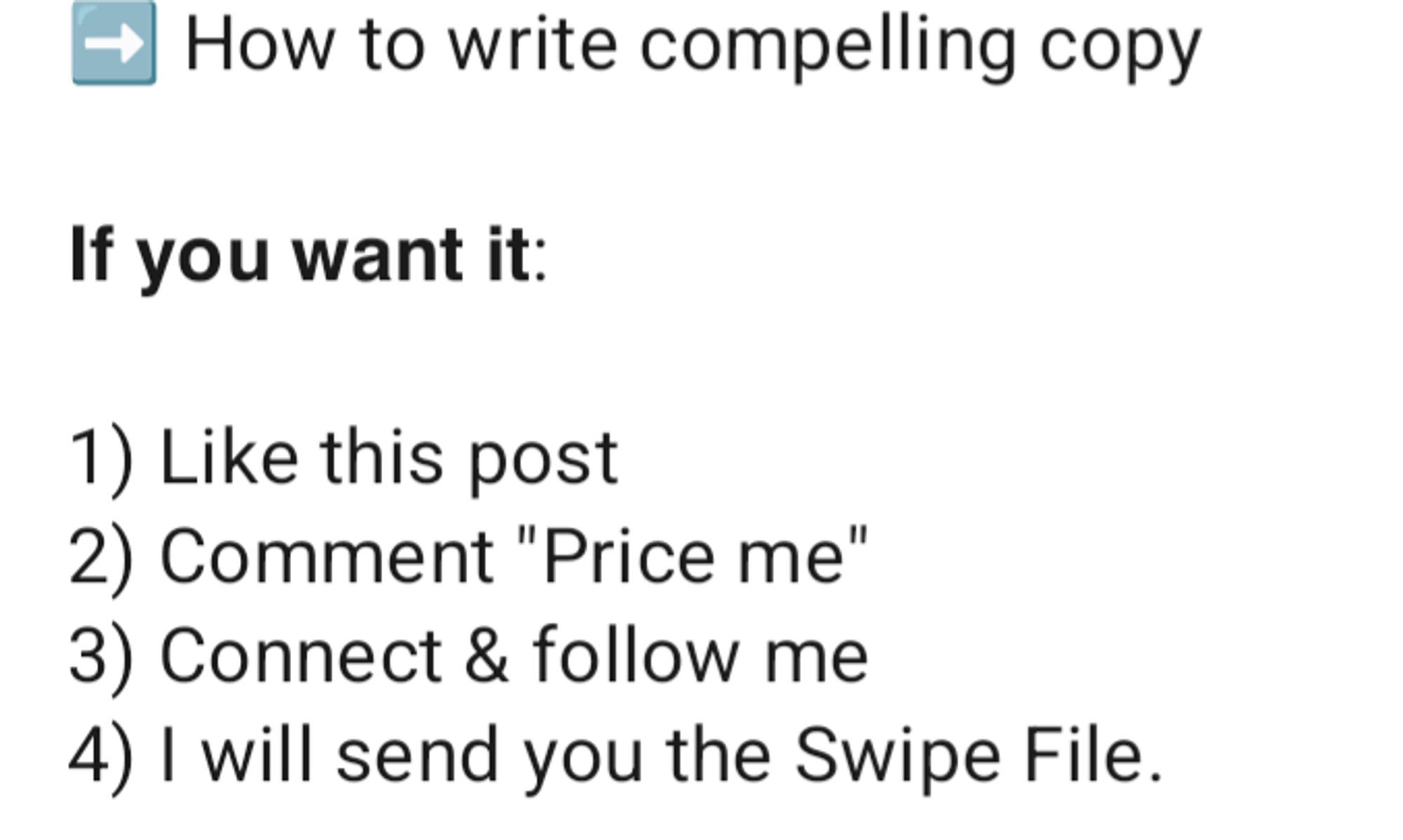 A linkedin post where the author offers a PDF file of screenshots in return for a like, comment, and follow