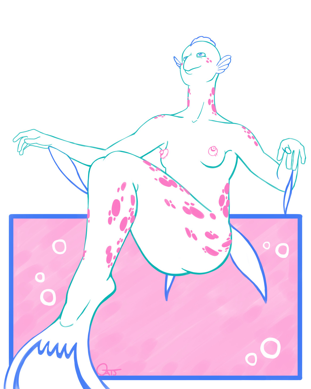 A mermaid drawn to look like a Parrotfish. 