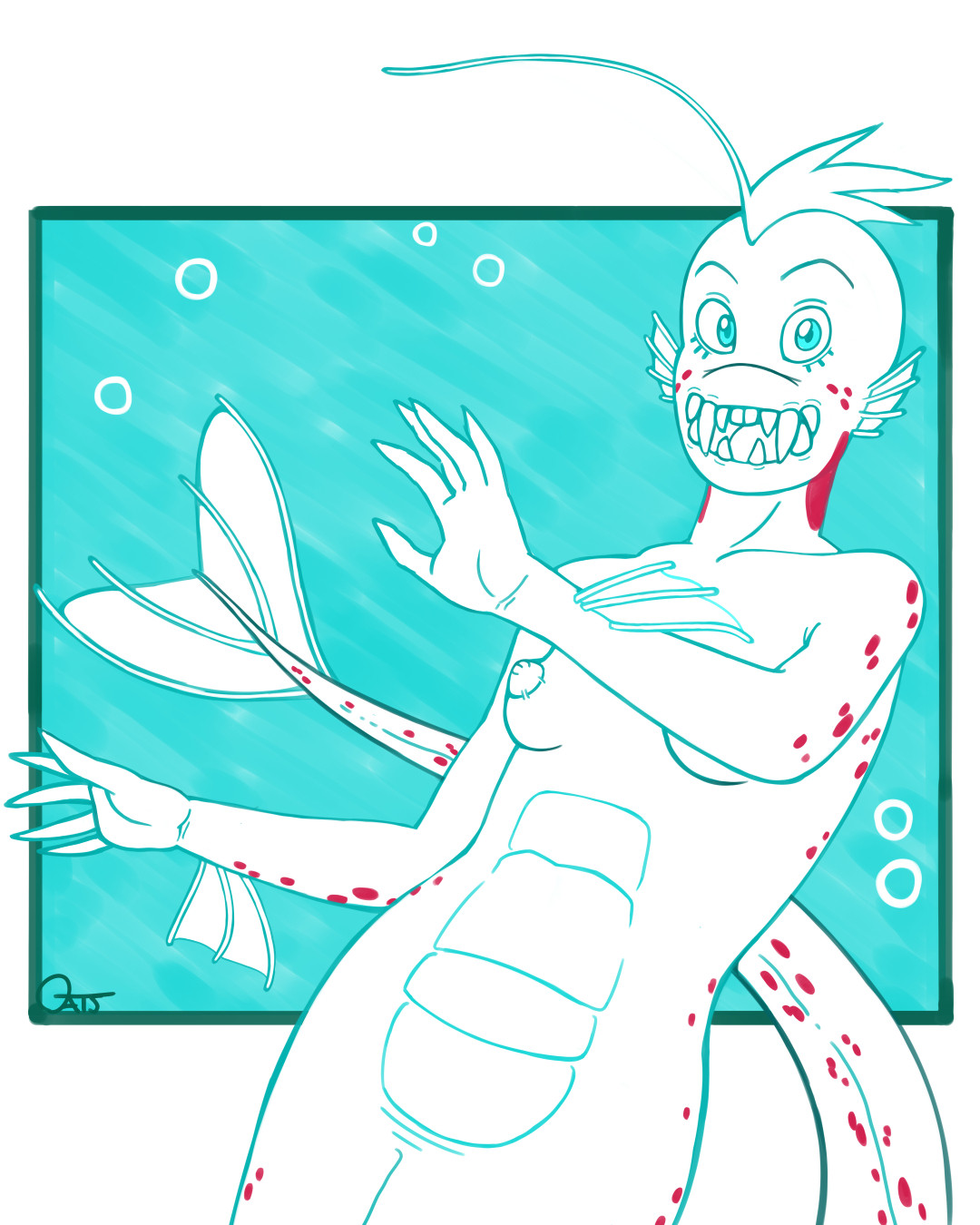 A mermaid drawn to look like a viperfish