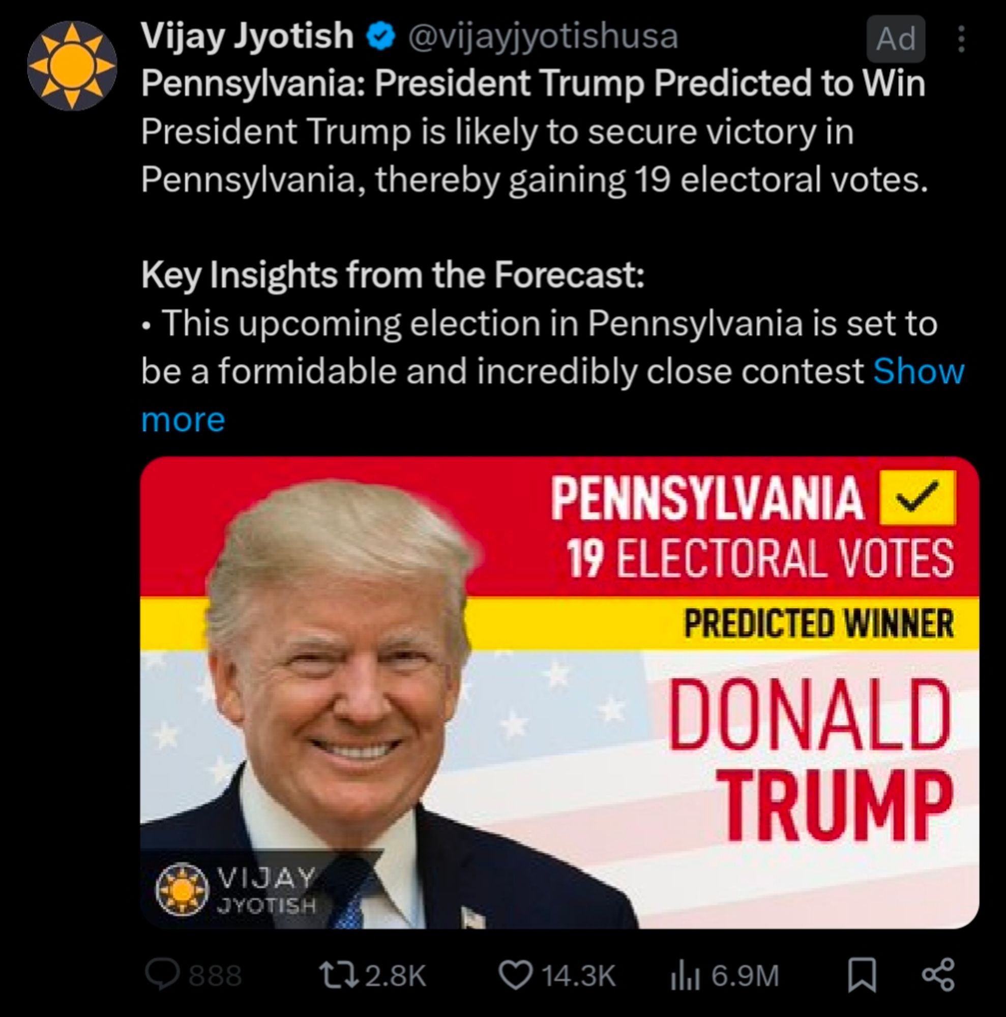 A guy predicts Trump to win Pennsylvania literally just a guy