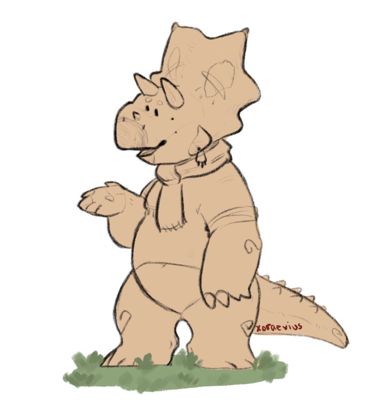 sketch of a lil anthro ceratopsian