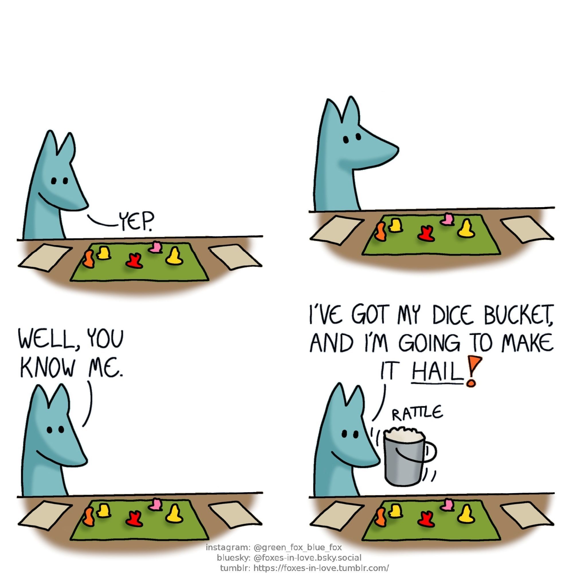 The exact same comic but with only green and his dialogues, the other foxes were cut out.