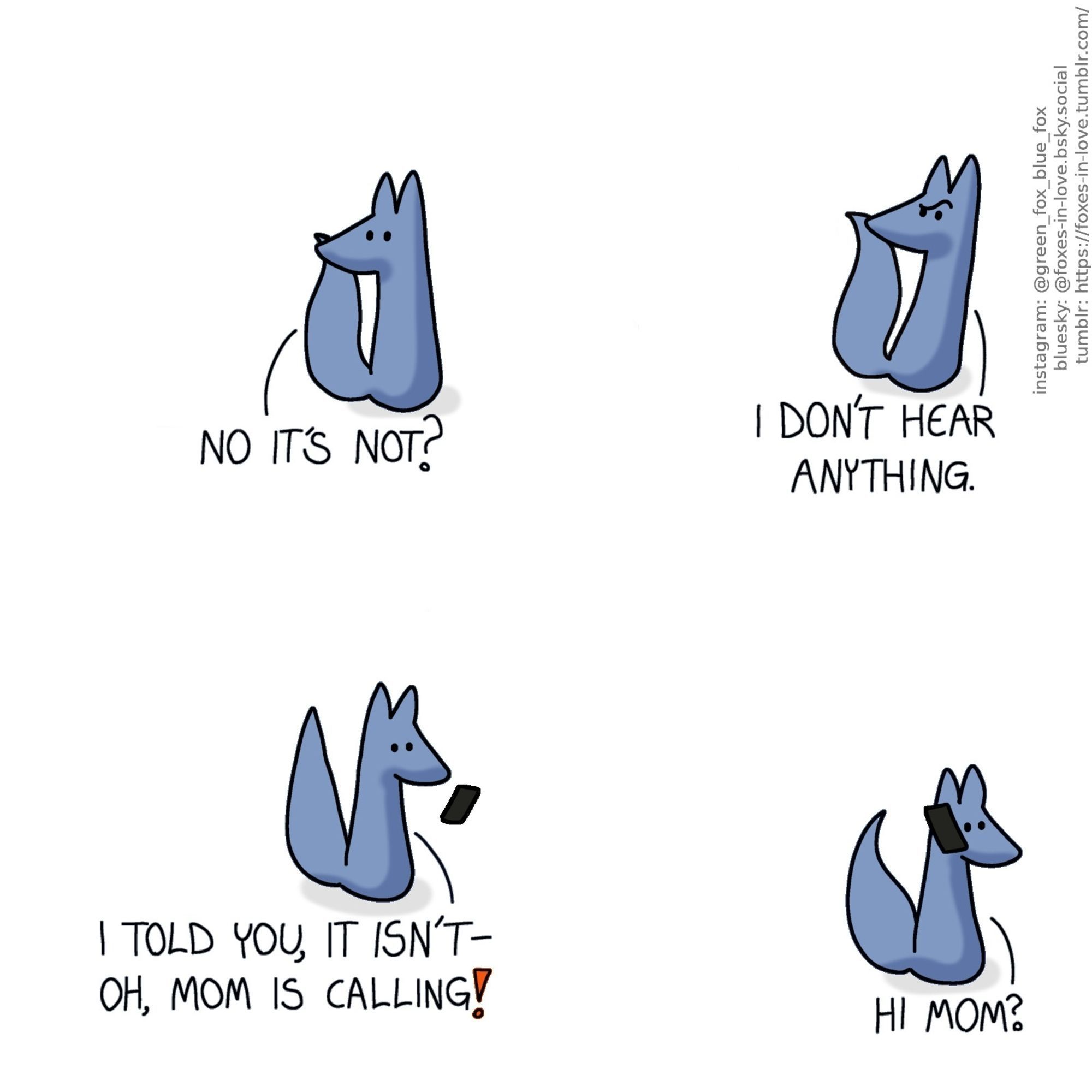 The exact same comic but with only blue and his dialogues, the other foxes were cut out.