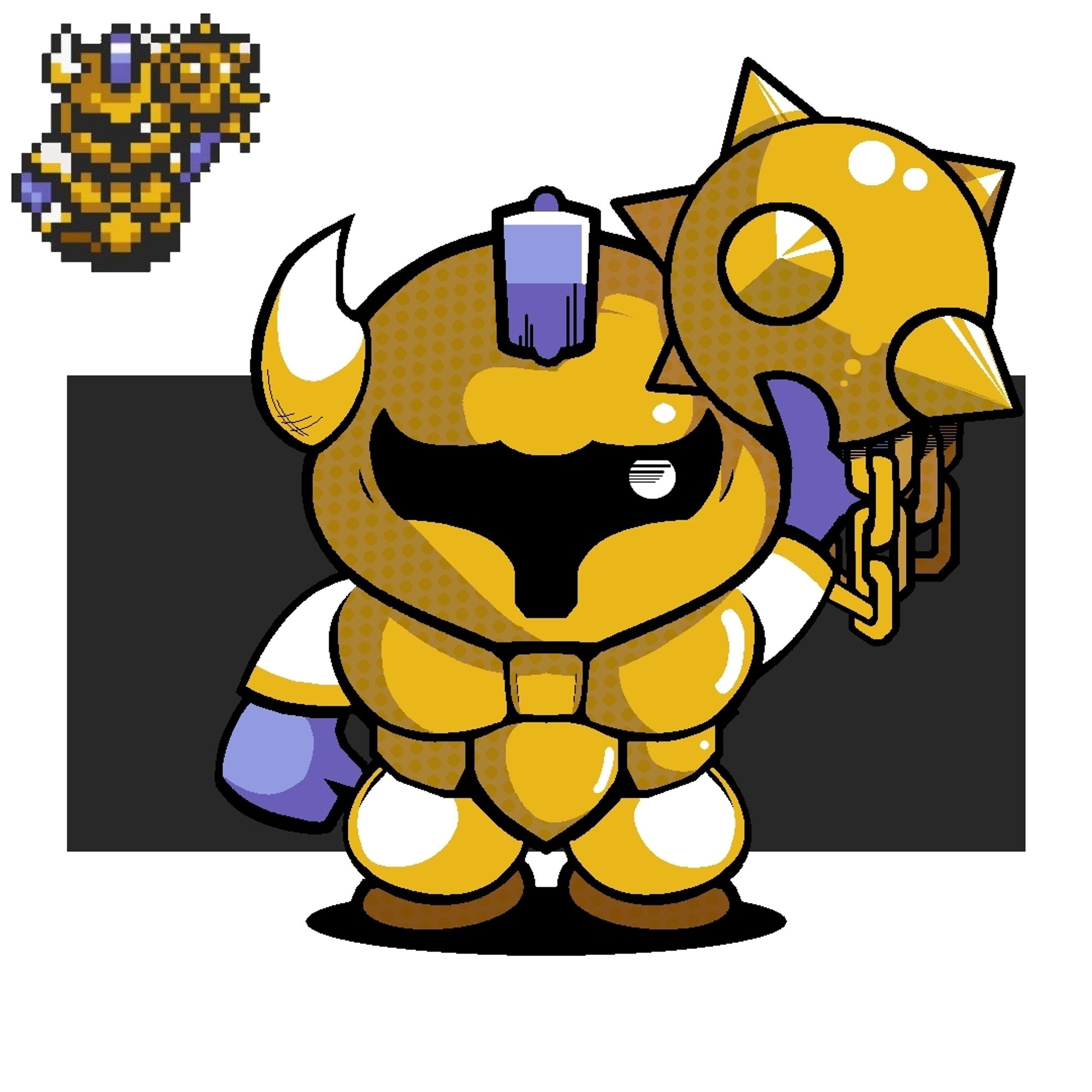 A redraw of the "Ball and Chain Knight" Sprite from "The Legend of Zelda: A Link to the Past"