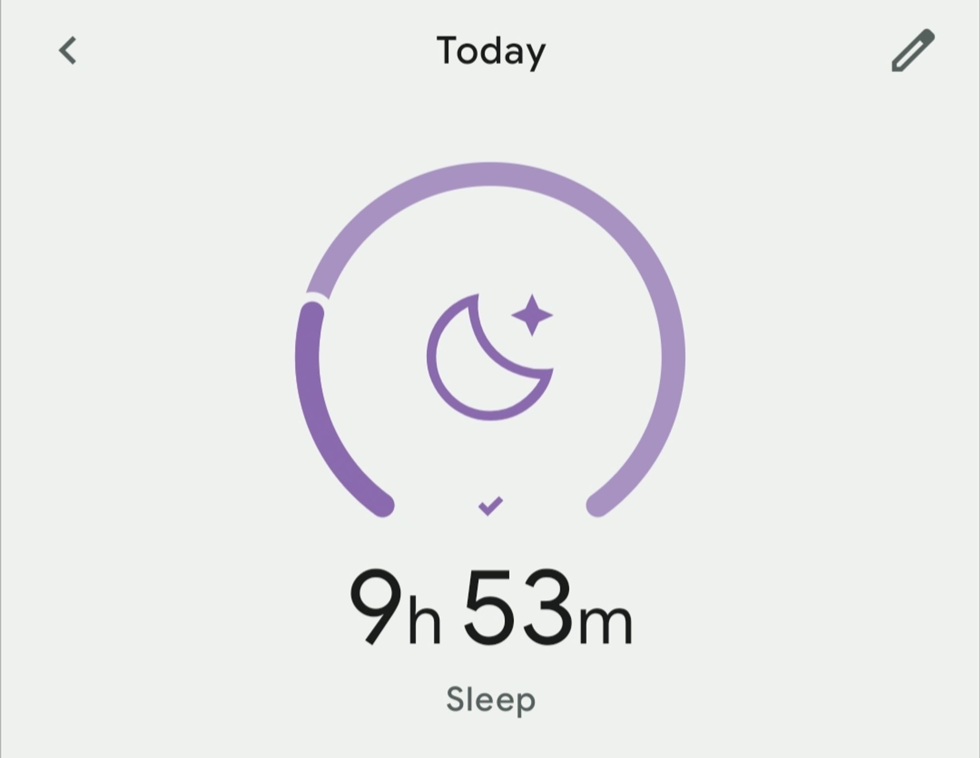 fitbit summary screeb showing i slept for 9 hr and 53 min