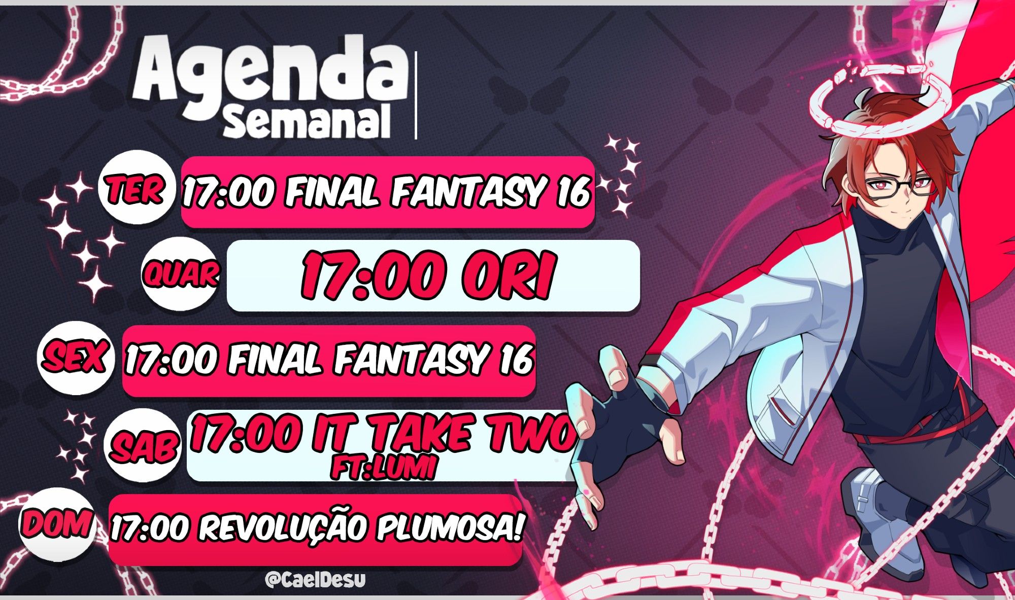 Agenda semanal, final fantasy 16, it take two, Ori, e revolução plumosa