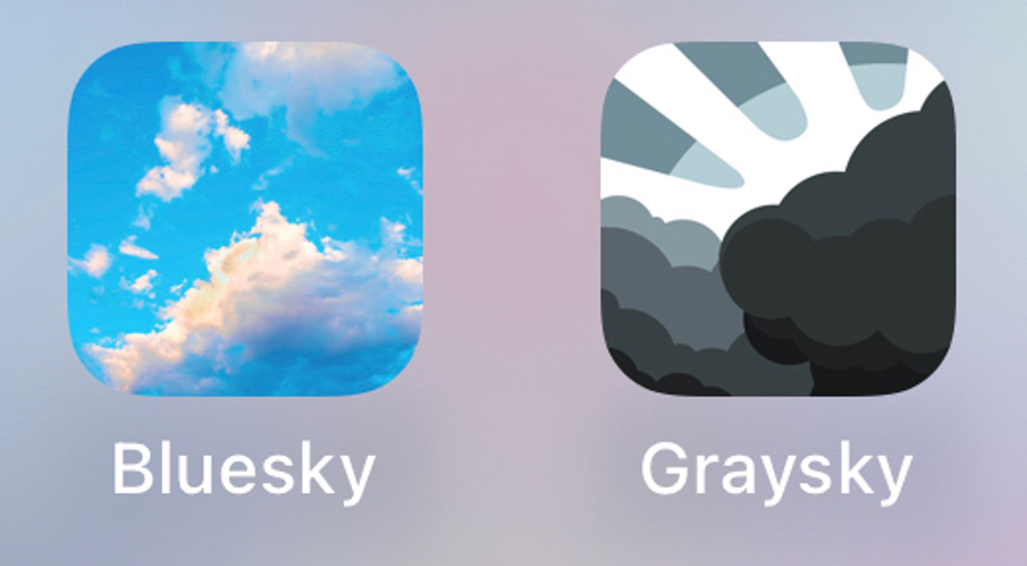 ไอคอนแอพ bluesky กับ greysky เทียบกัน