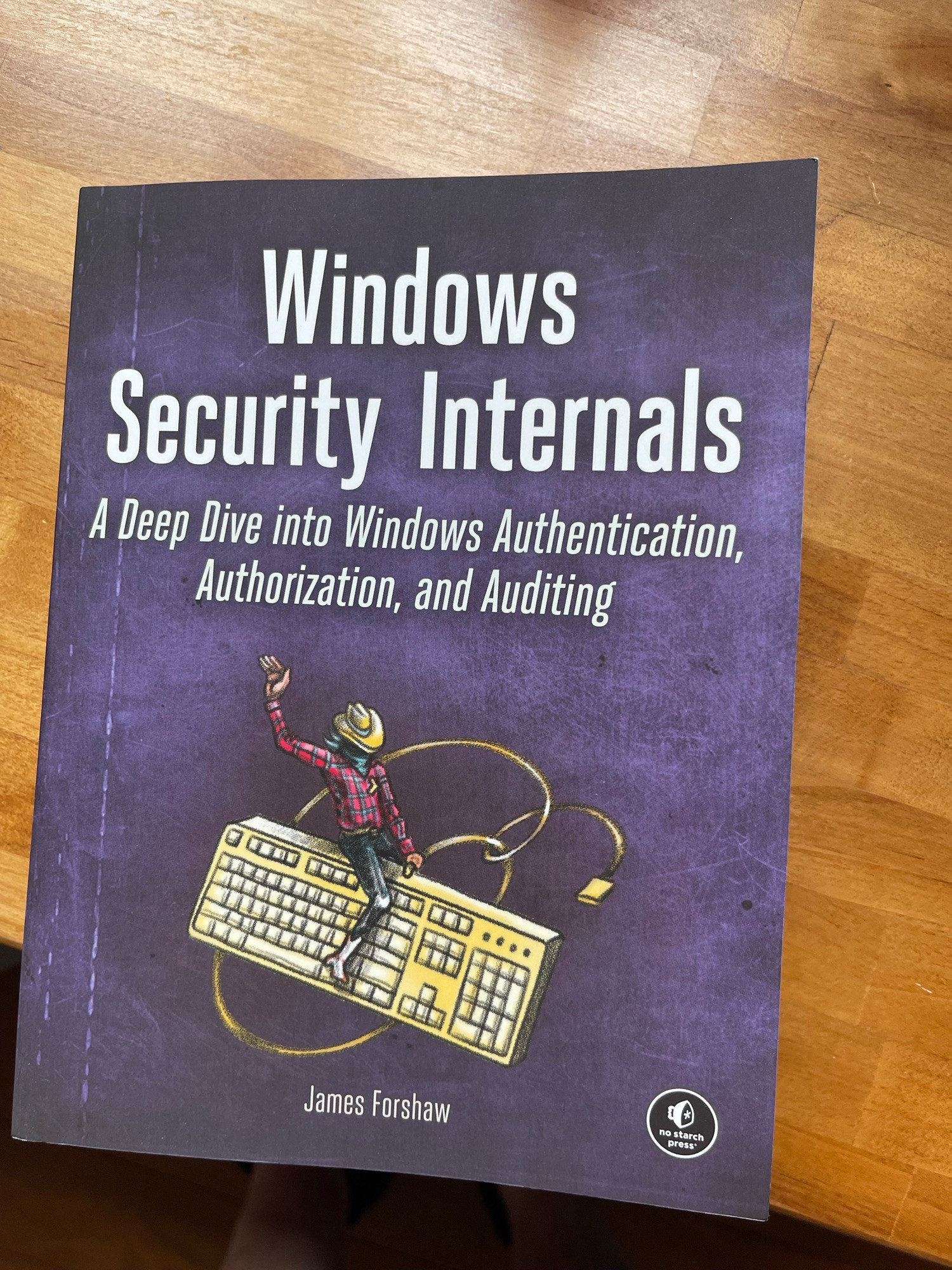 Picture of a book cover:
Windows
Security Internals
A Deep Dive into Windows Authentication, Authorization, and Auditing
James Forshaw