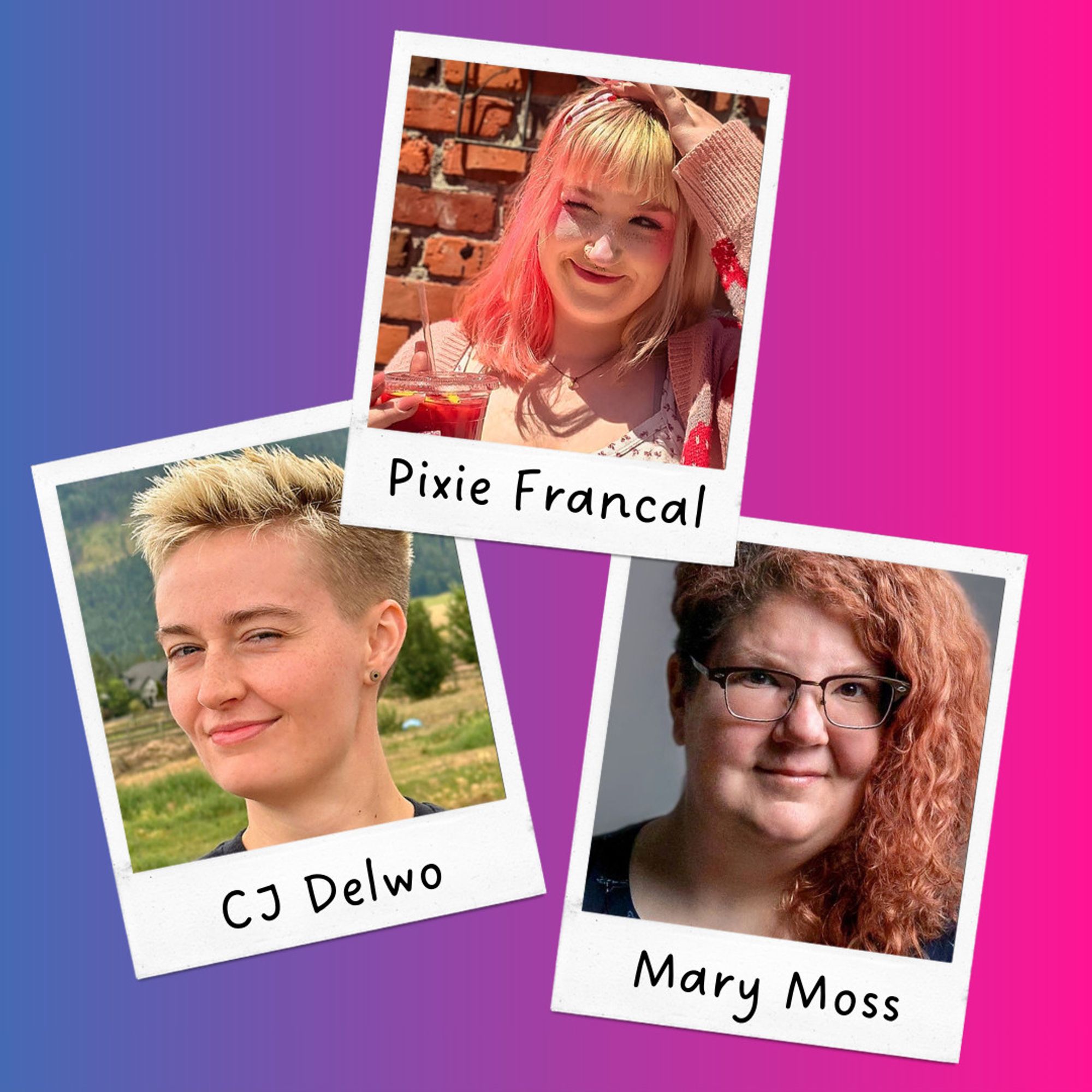 Profile photos for Social Media Manager Pixie Francal, Senior Editor CJ Delwo, and Associate Editor Mary Moss