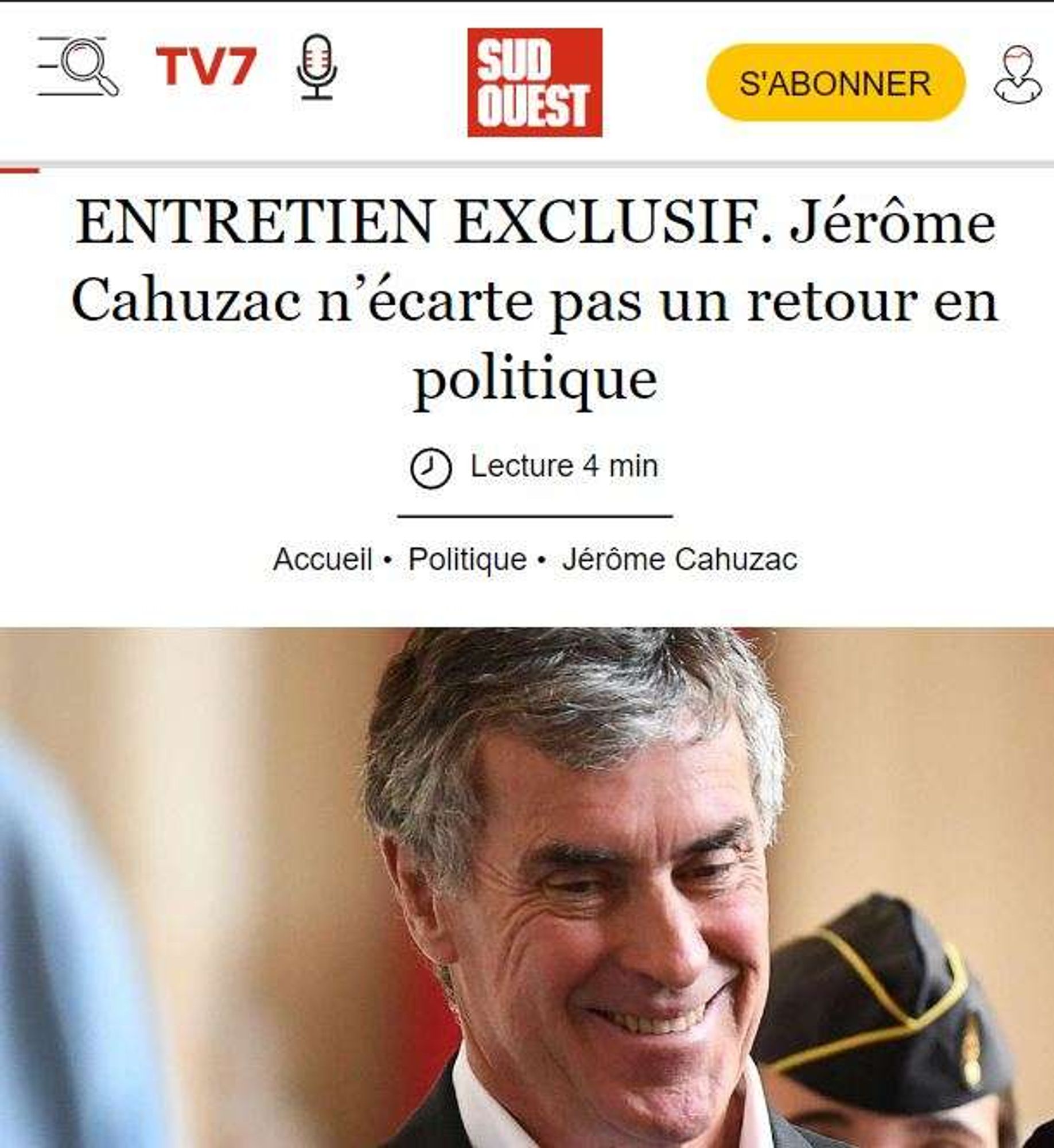 Jérôme Cahuzac n’écarte pas un retour en politique (Sud-Ouest)