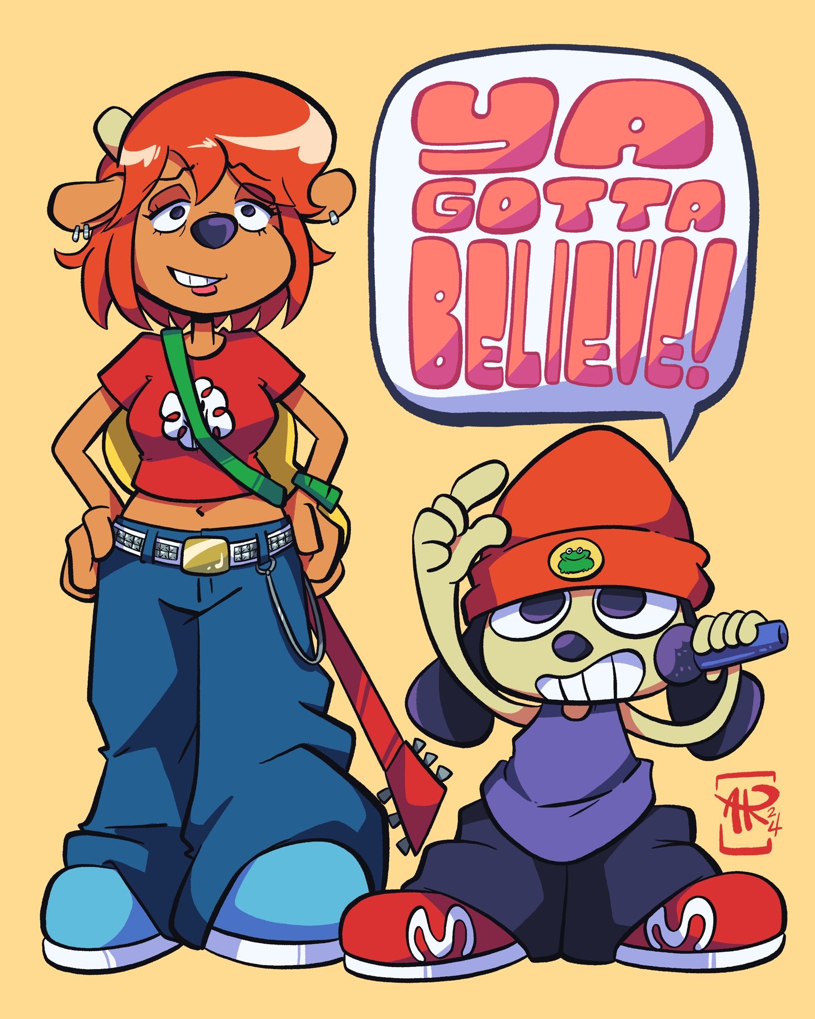 Jammer Lammy and Parappa the Rapper. Parappa’s telling y’all “ya gotta believe!”