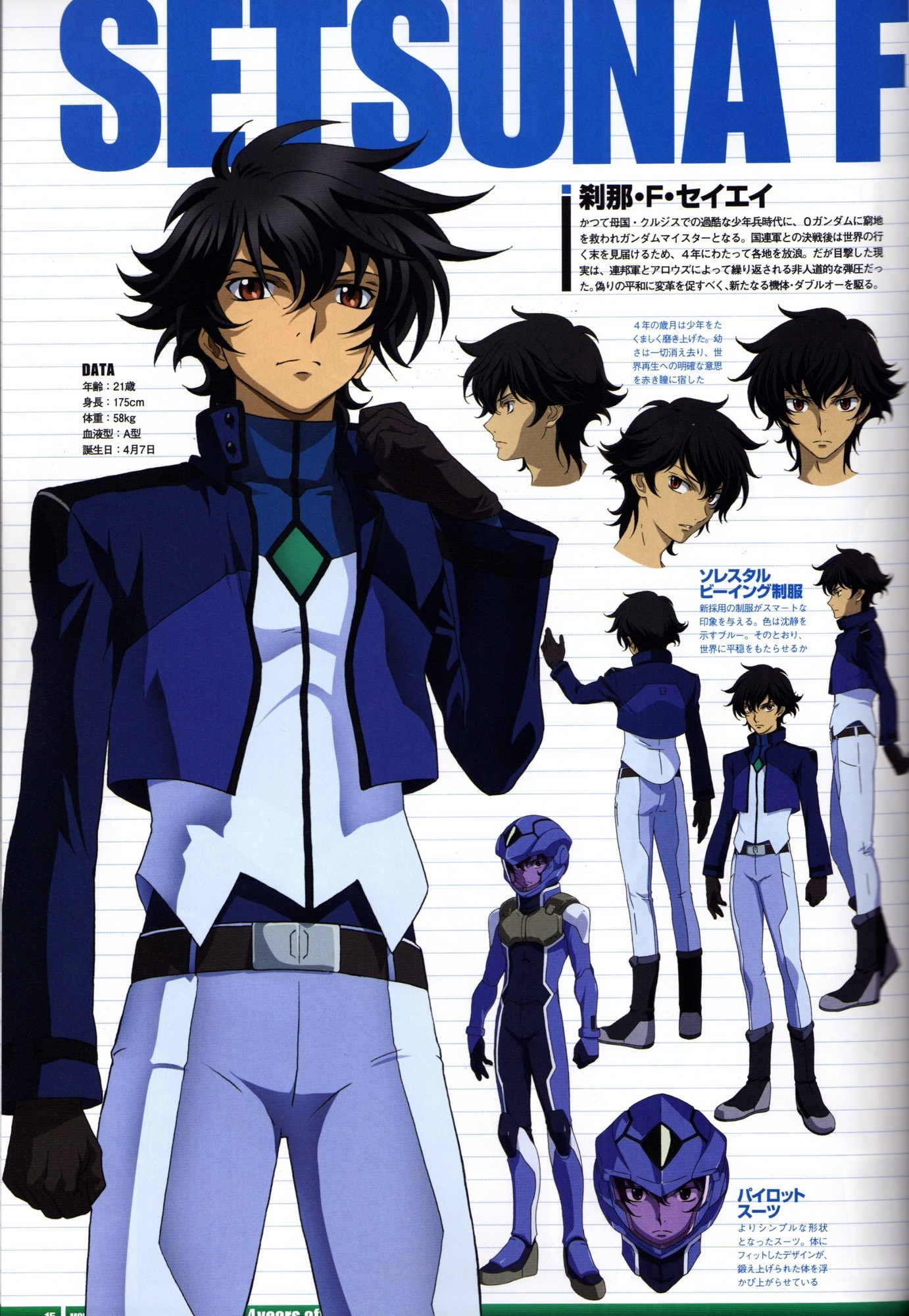 Setsuna F. Seiei’s character sheet from Gundam 00 Second Season