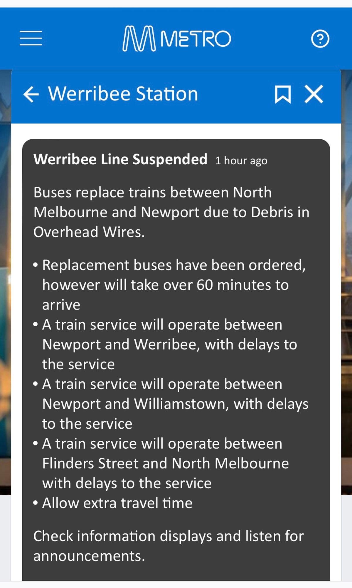 Metro notice: Werribee line suspended