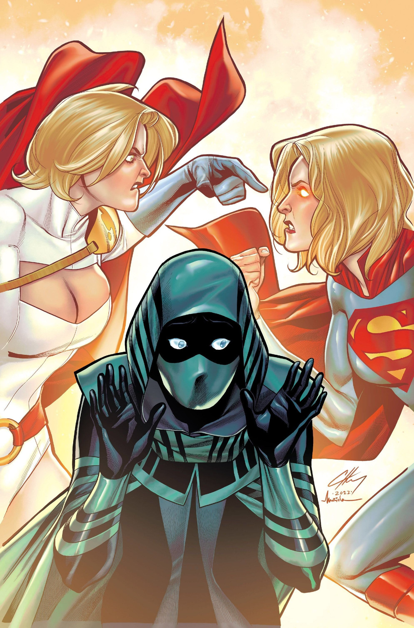 Power Girl, Supergirl, and Omen