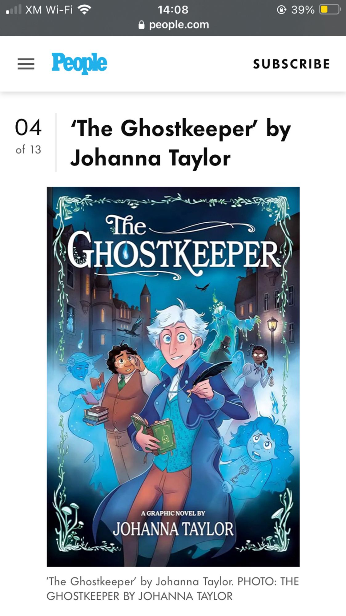 Screenshot of people magazine summerween reading list with THE GHOSTKEEPER at number 4!!!