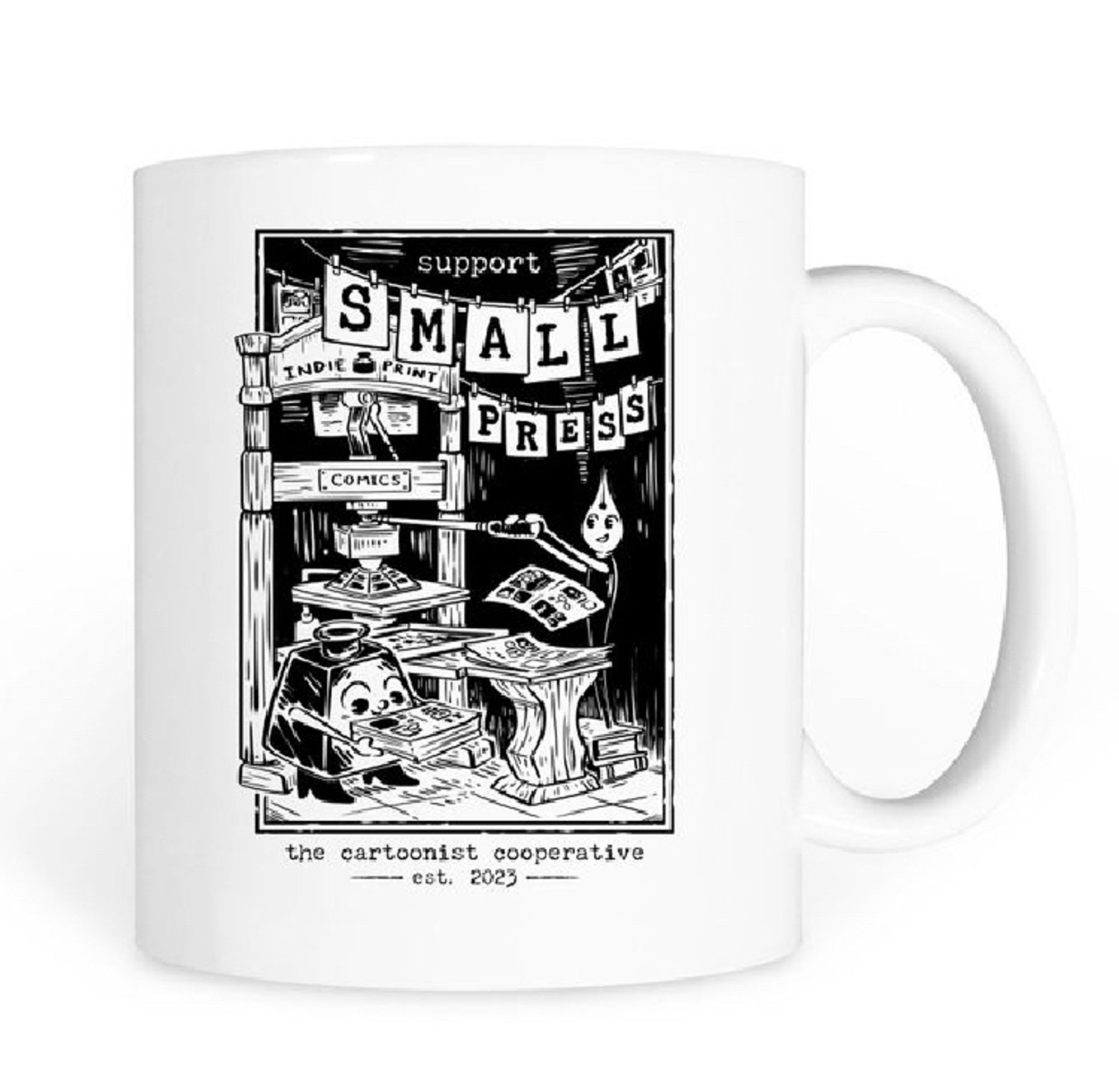 Support Small Press cartoonist cooperative mug