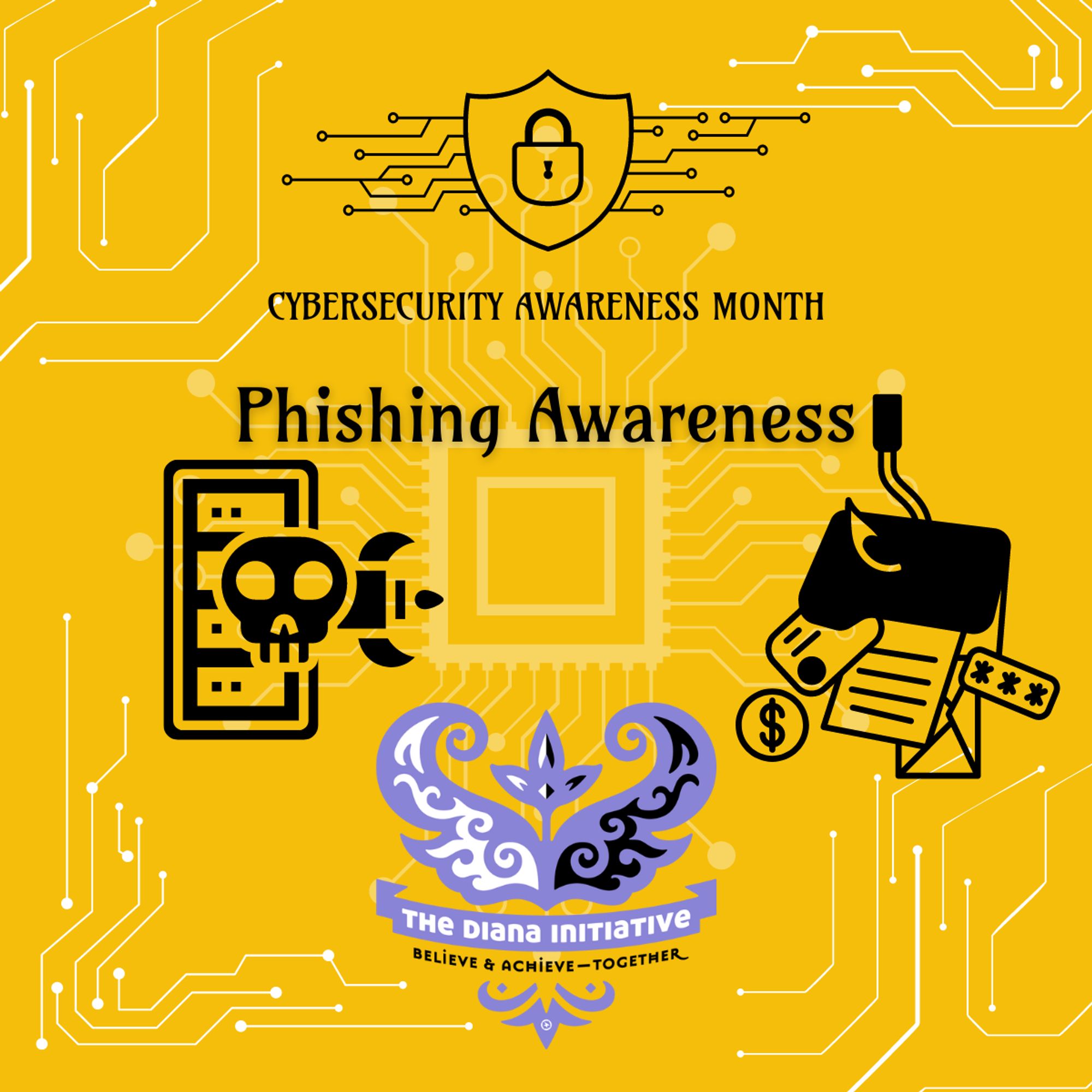 Text: Cybersecurity Awareness Month: Phishing Awareness. TDI Butterfly logo.