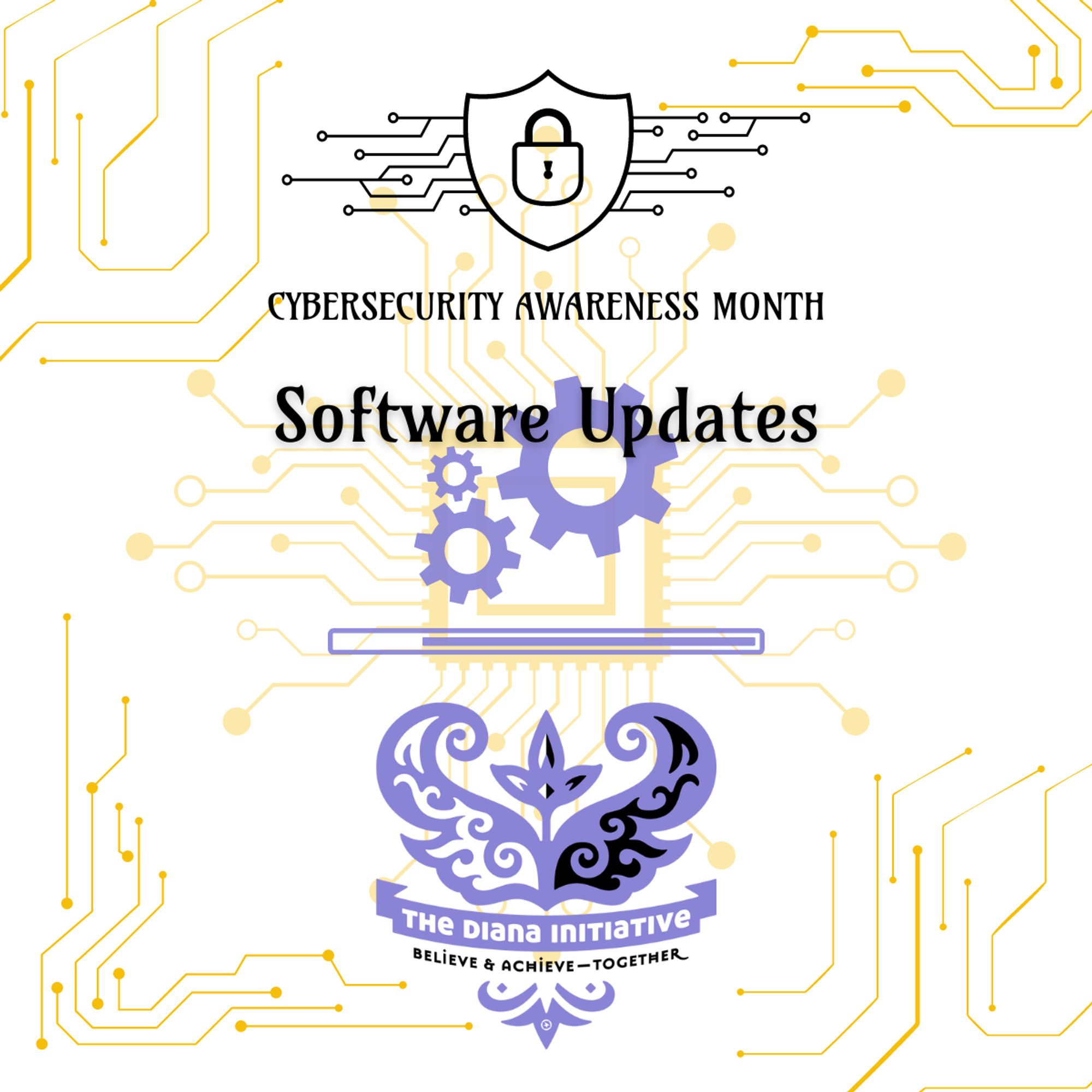 Text: Cybersecurity Awareness Month: Software Updates. TDI Butterfly logo.