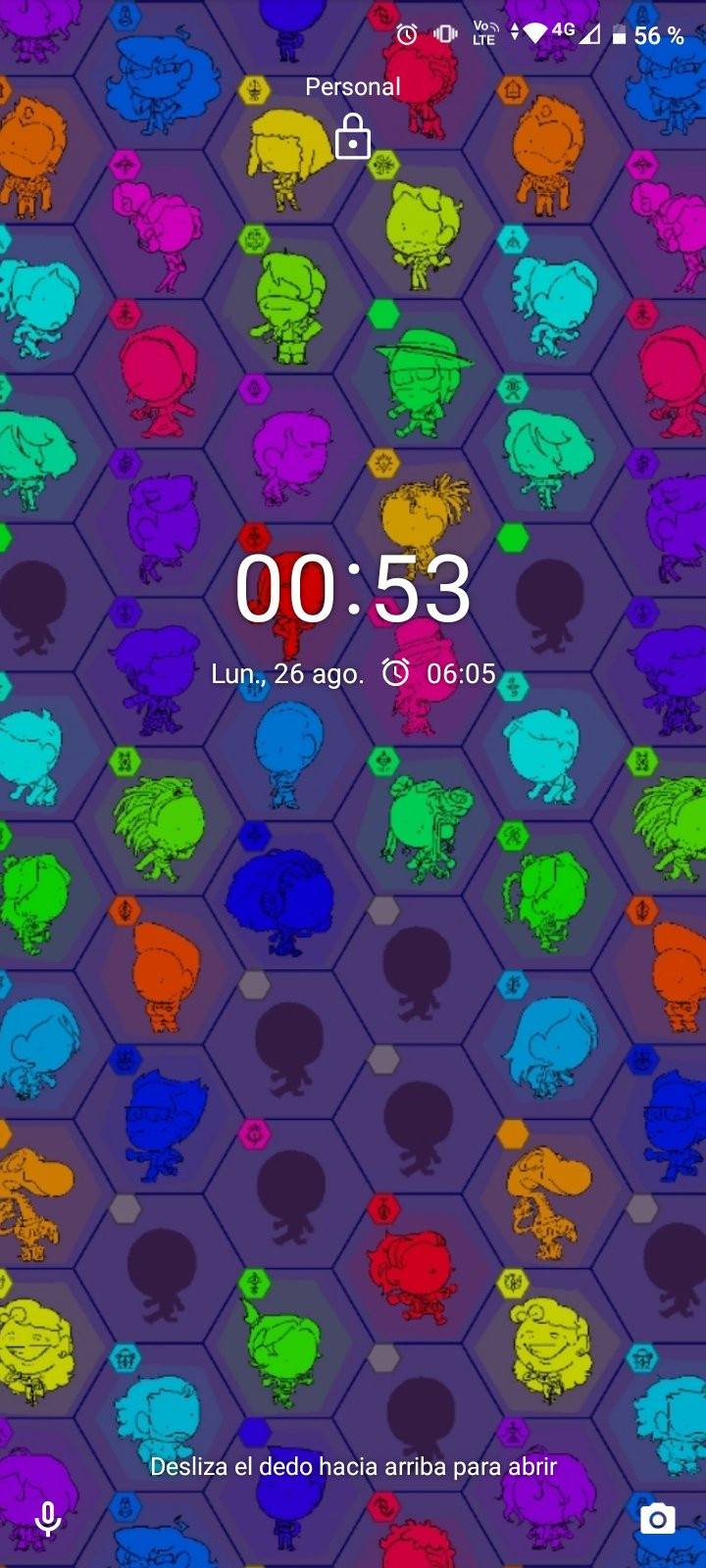 The same grid as the other image, used as a wallpaper, showing the time, battery level and related icons