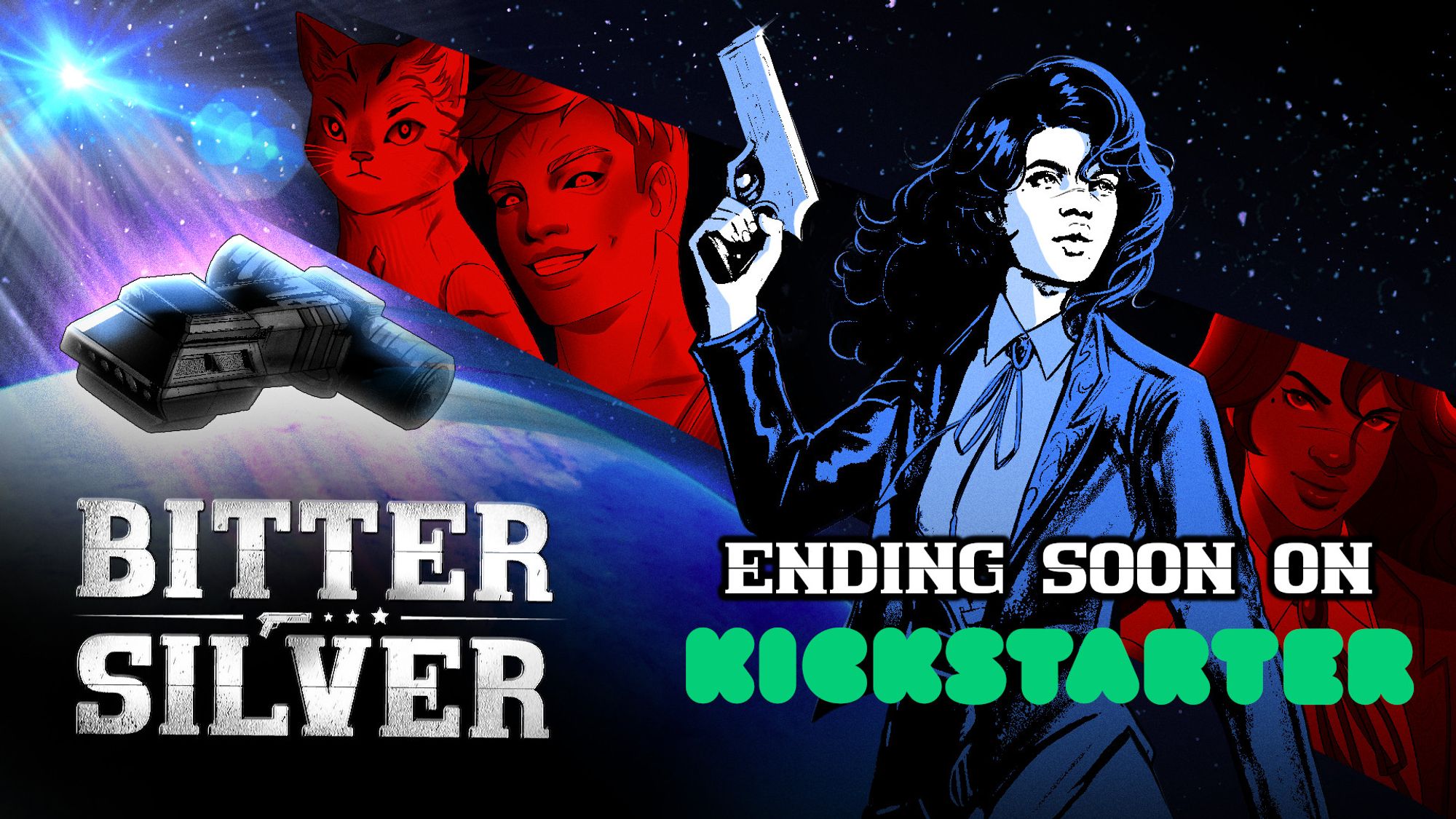 Bitter Silver key art with logo with Ending Soon on Kickstarter text