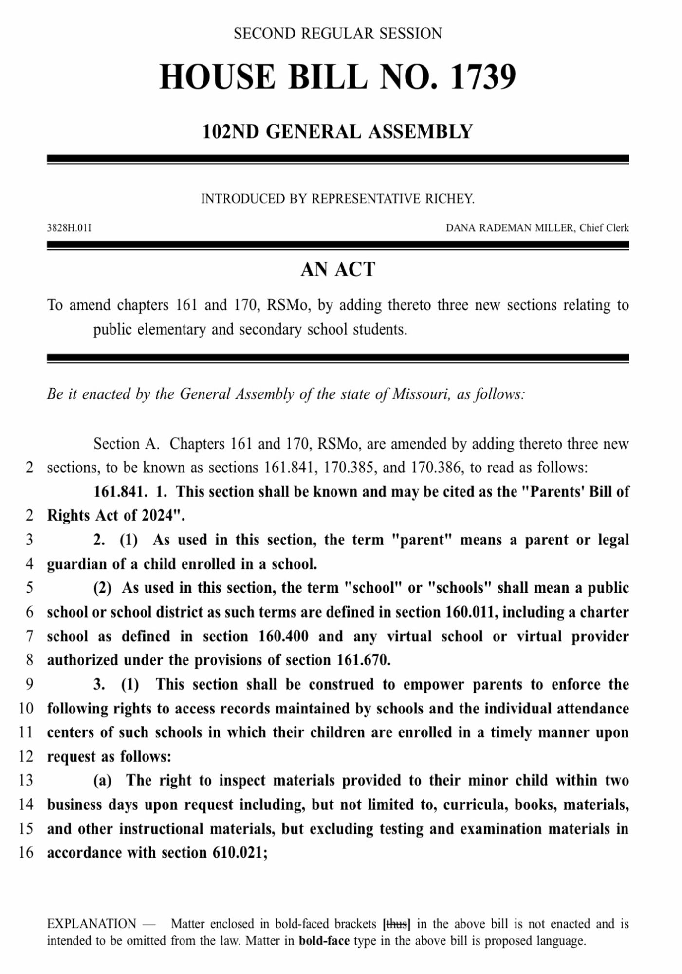 front page of missouri hb1739 that would make it a fireable offense for a teacher or nurse to use any name for a child other than the one on their legal registration documents, any pronoun other than those corresponding to their sex at birth. offenders would be stripped of their professional licenses.