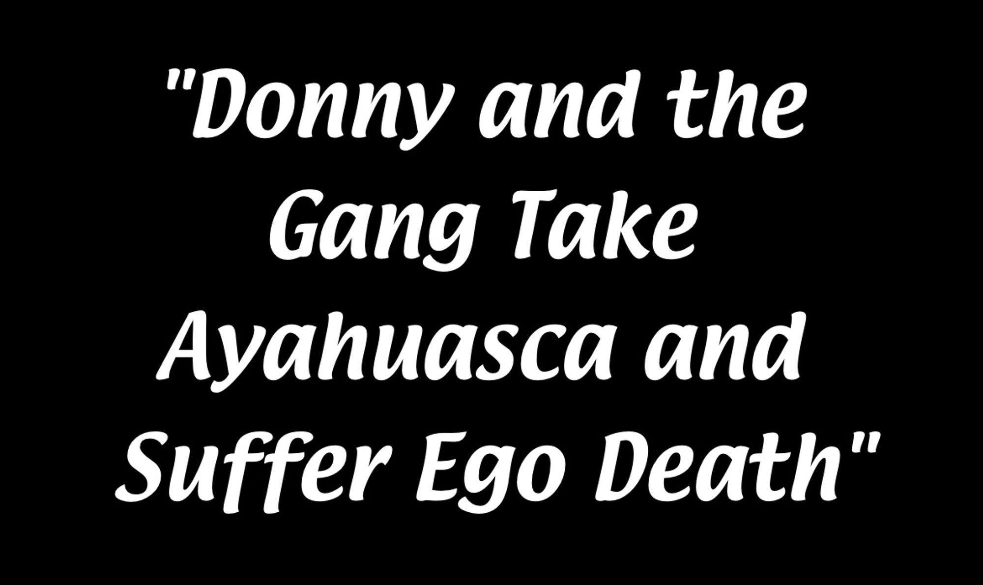 it’s always sunny in philadelphia style title card reading "Donny and the Gang Take
Ayahuasca and Suffer Ego Death"