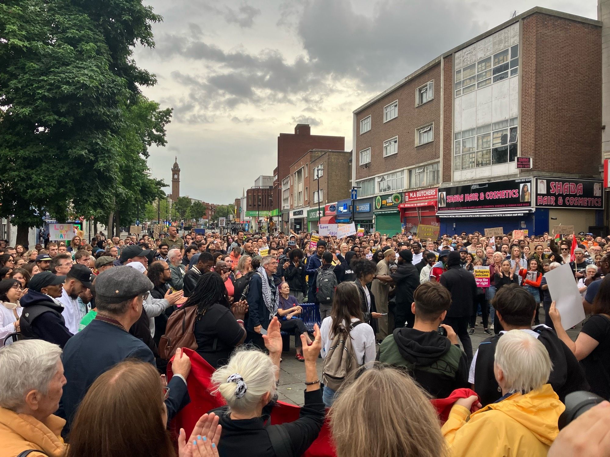 Peaceful crowd at demo