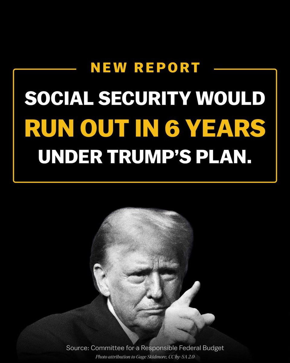 NEW REPORT

SOCIAL SECURITY WOULD RUN OUT IN 6 YEARS UNDER TRUMP'S PLAN.