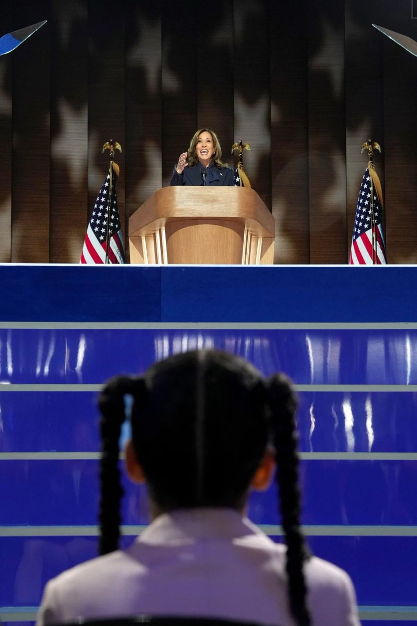 A picture of Vice President Harris' grandniece watching her accept the nomination