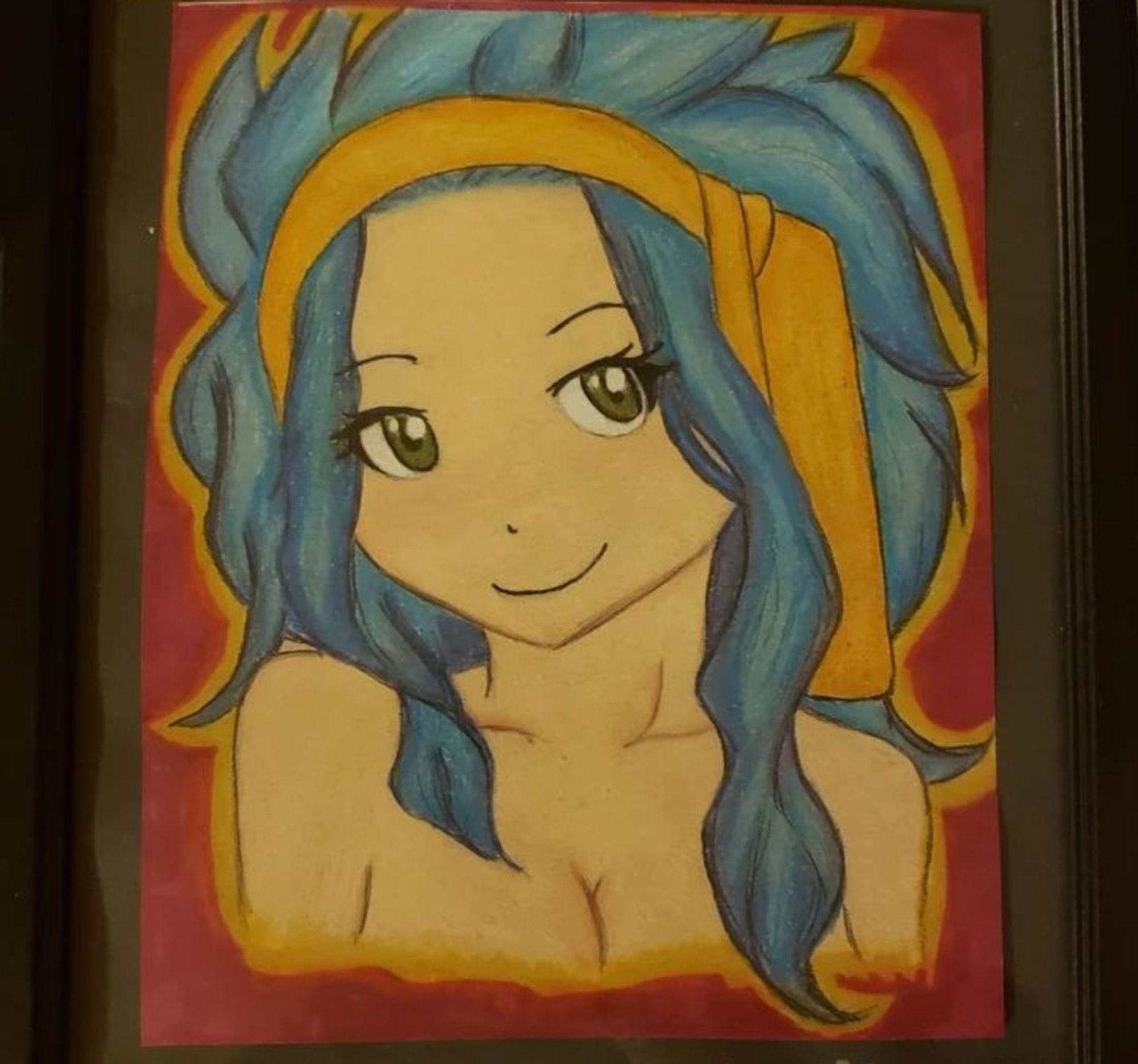 Levy McGarden drawing in pen and colored pencil from the anime series, Fairytale.