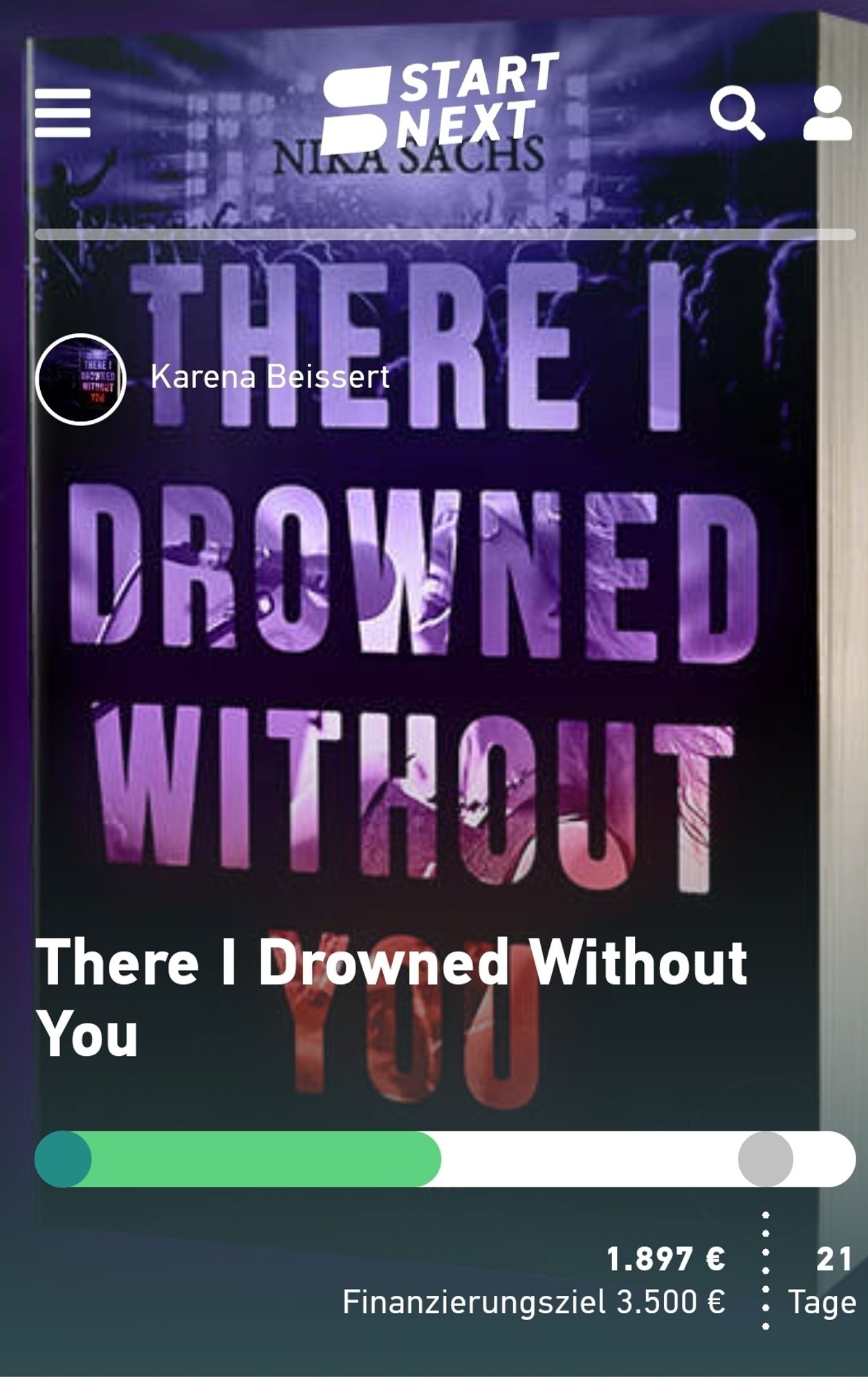 Starttnext Kampagne von Nika Dachs "There I drowned without you".