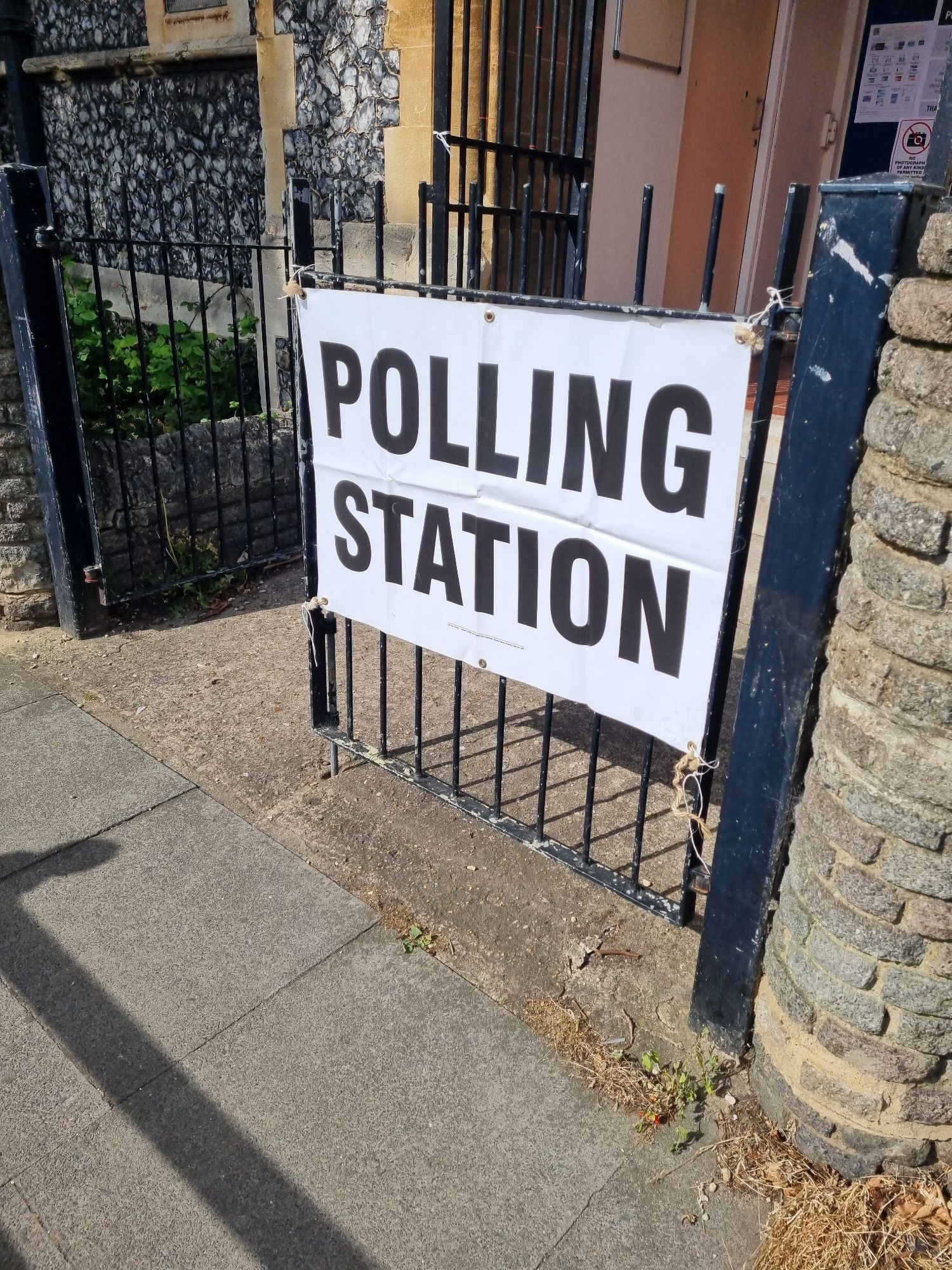 Polling station sign