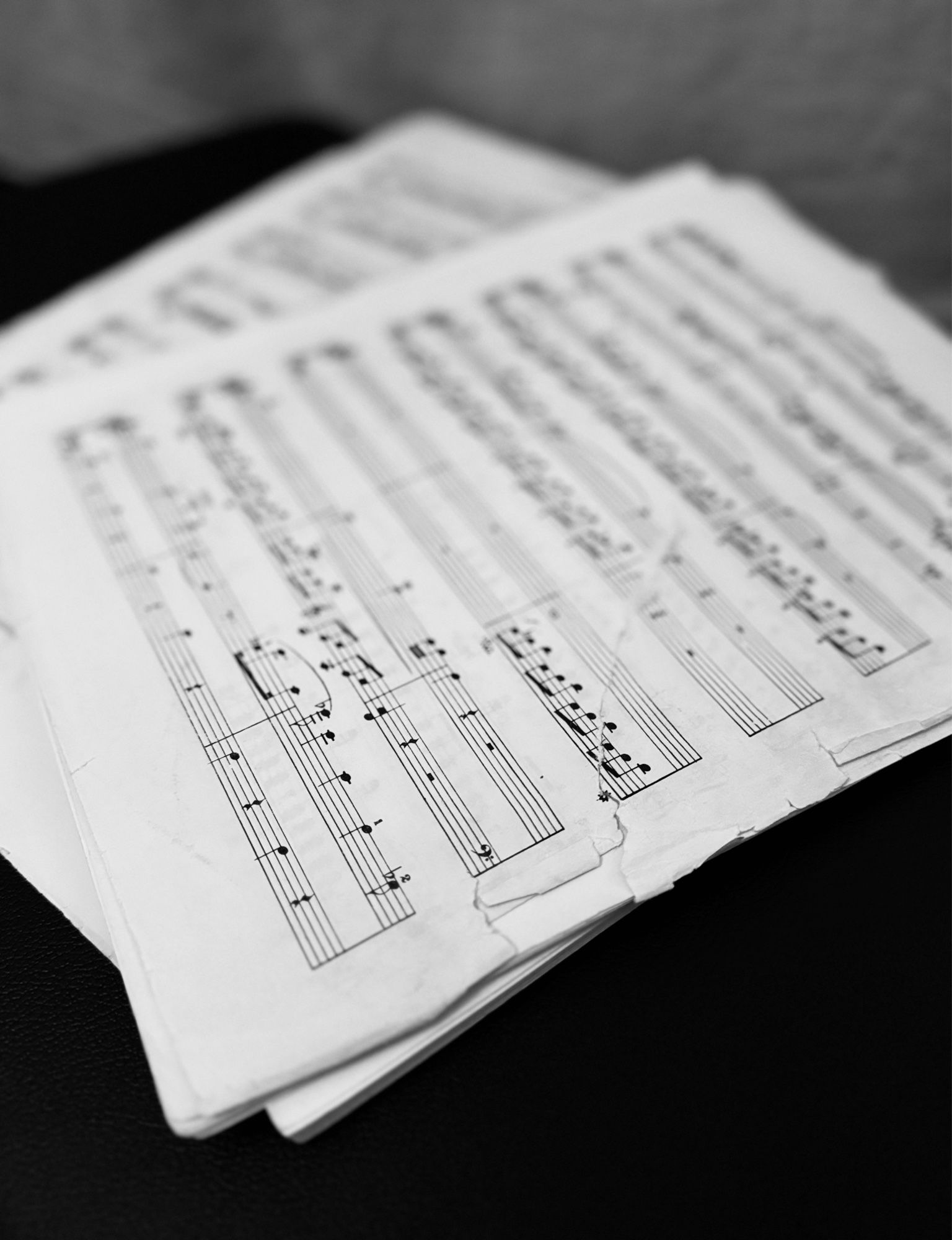 dog eared pages from an old book of classical piano music