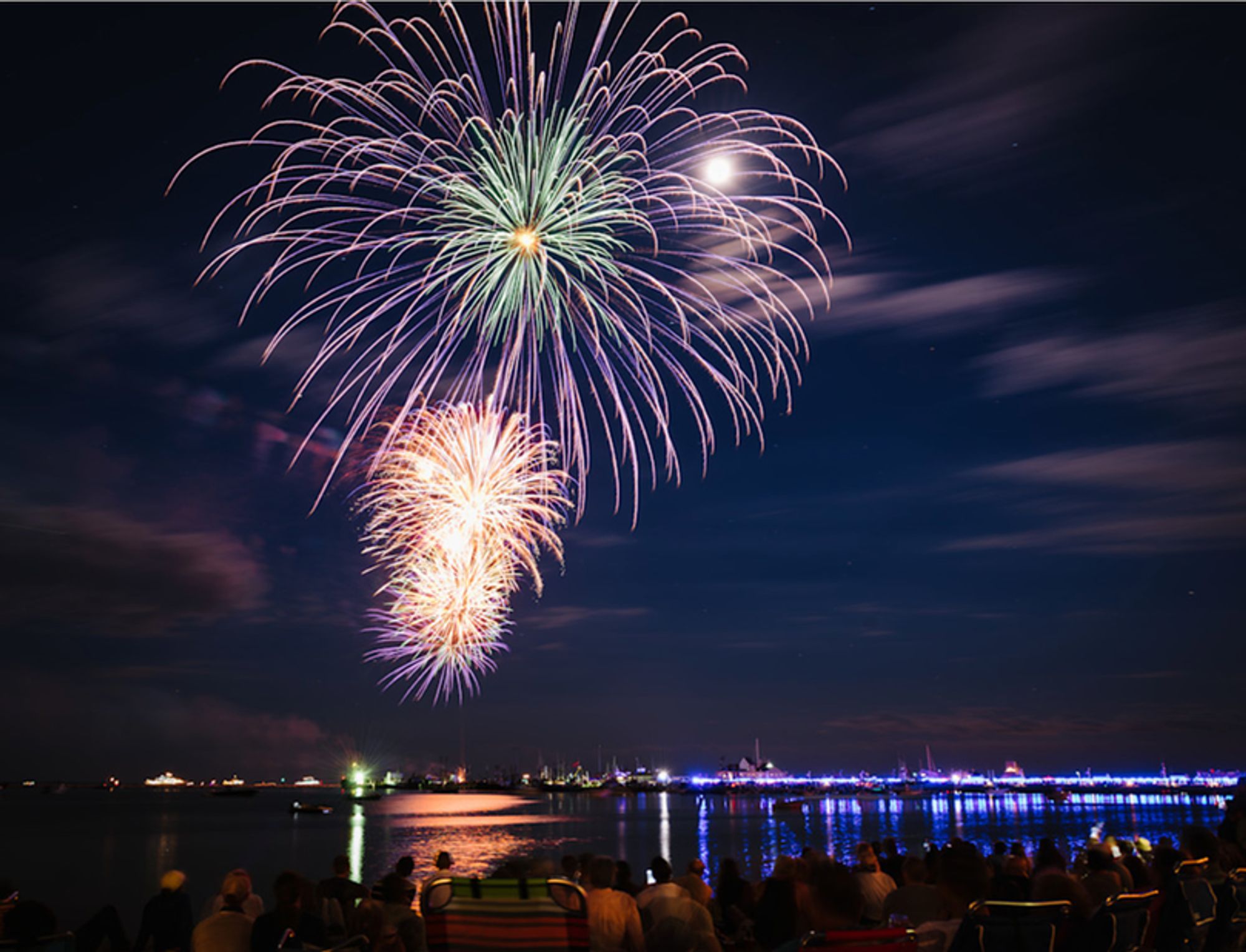 Fireworks on U.S. Independence Day, July Fourth, in Provincetown, MA 