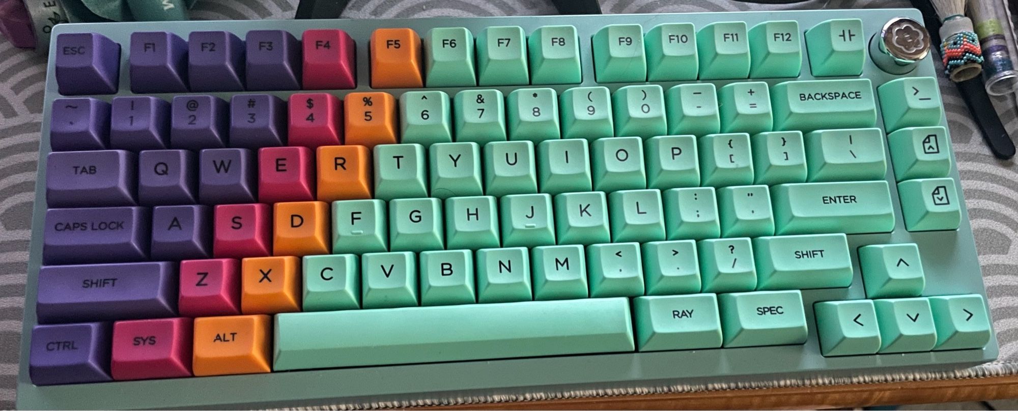 A Qwertykeys QK75 with KAT Specimen keycaps