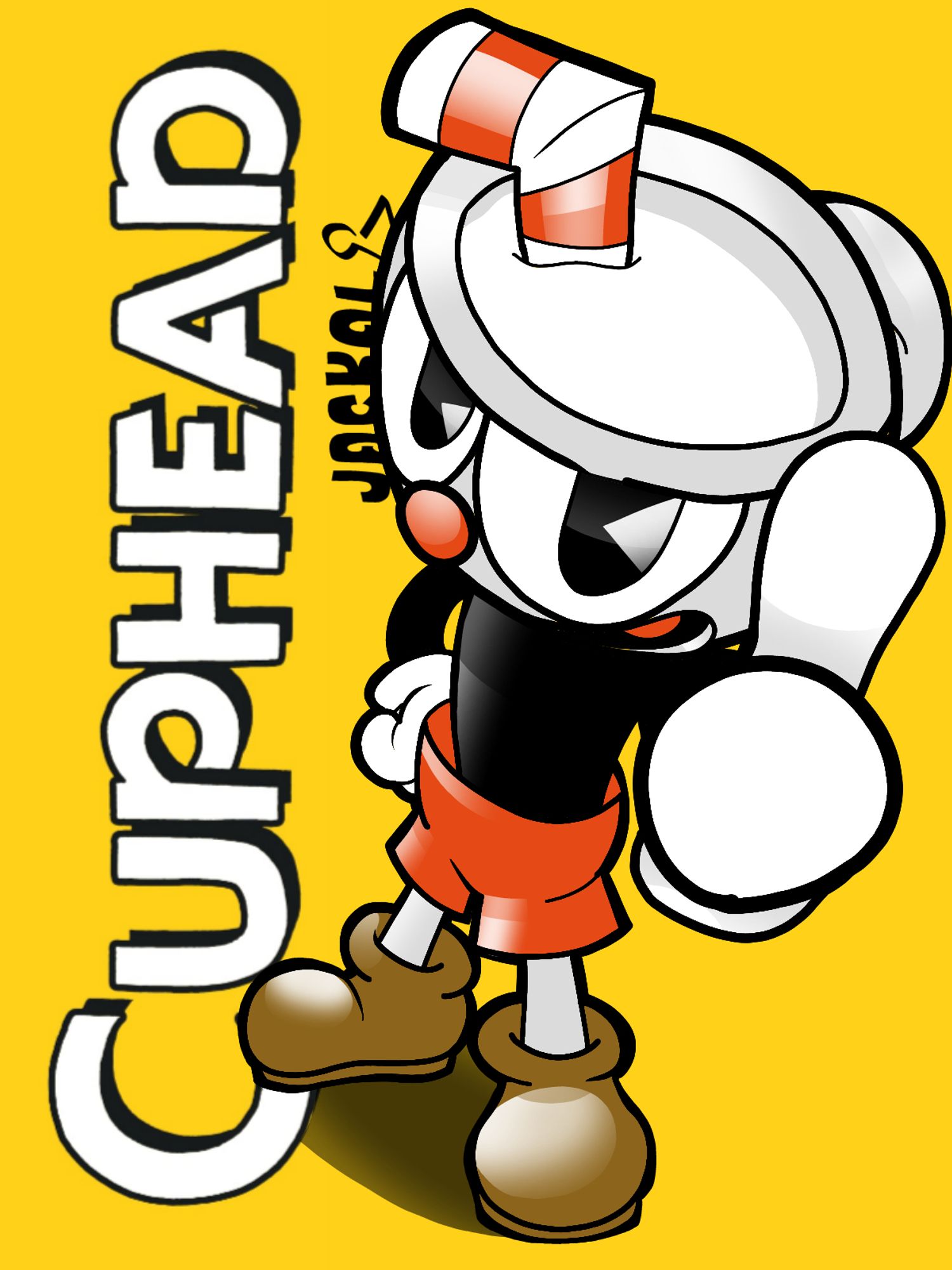 Cuphead a apontar para a câmera