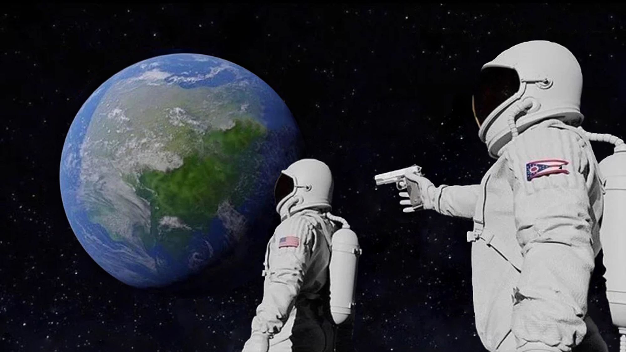 astronaut with a gun meme