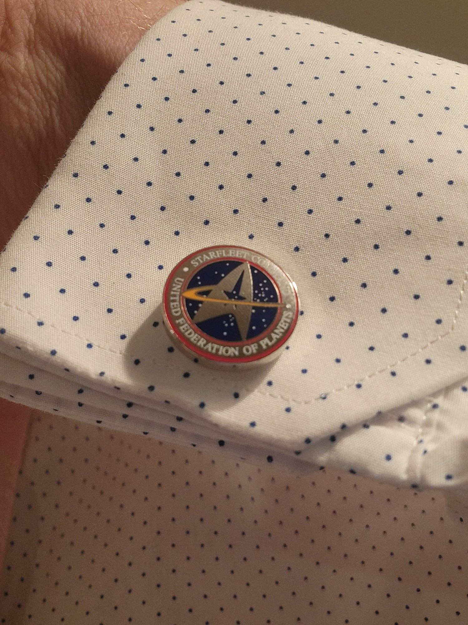 Starfleet Command cufflinks.  i wondered if i should get them and i decided to... make it so