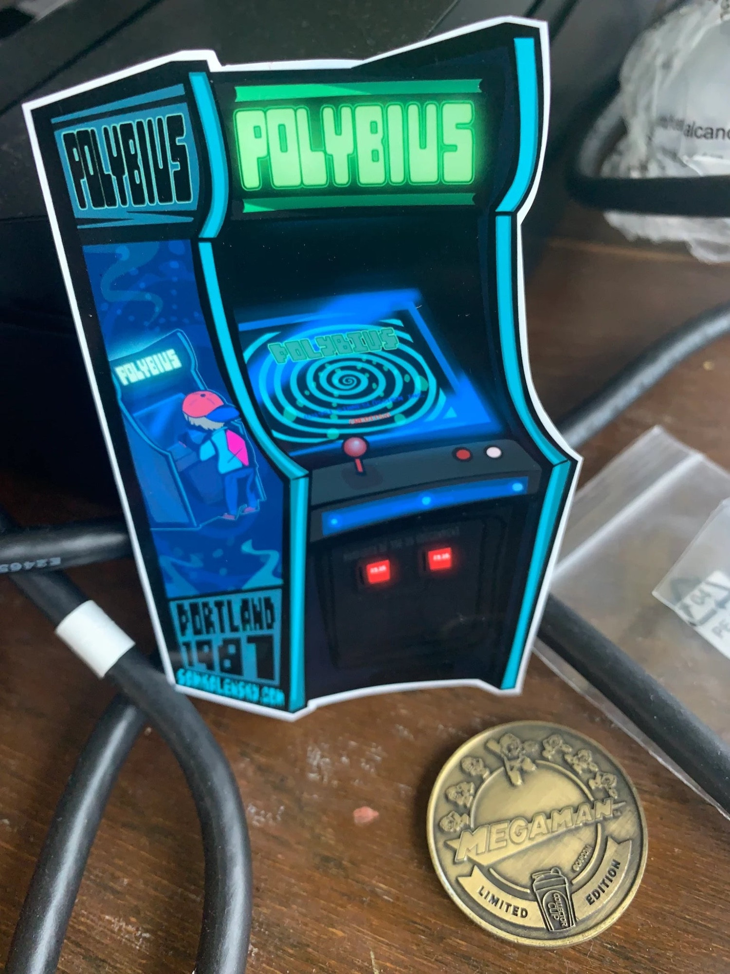 polybius cabinet sticker by samkalensky 2020  mega man token for scale