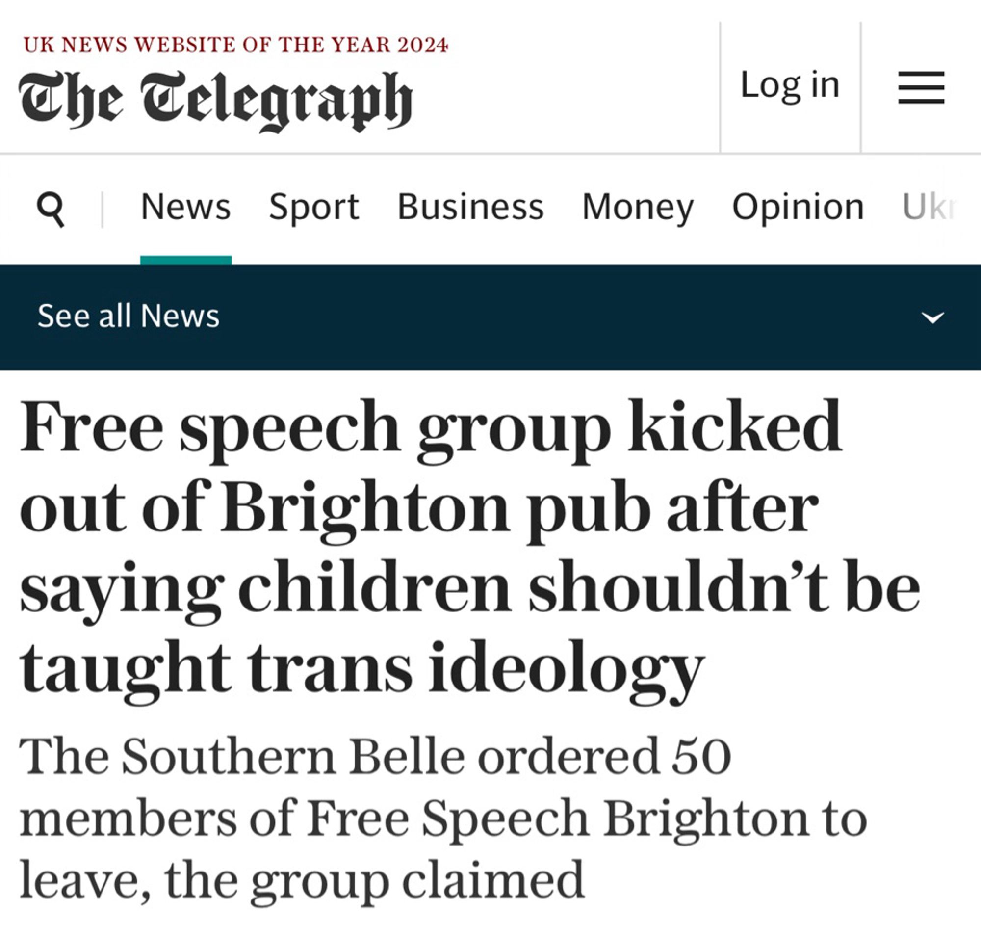 Free speech group kicked out of Brighton pub after saying children shouldn’t be taught trans ideology
The Southern Belle ordered 50 members of Free Speech Brighton to leave, the group claimed