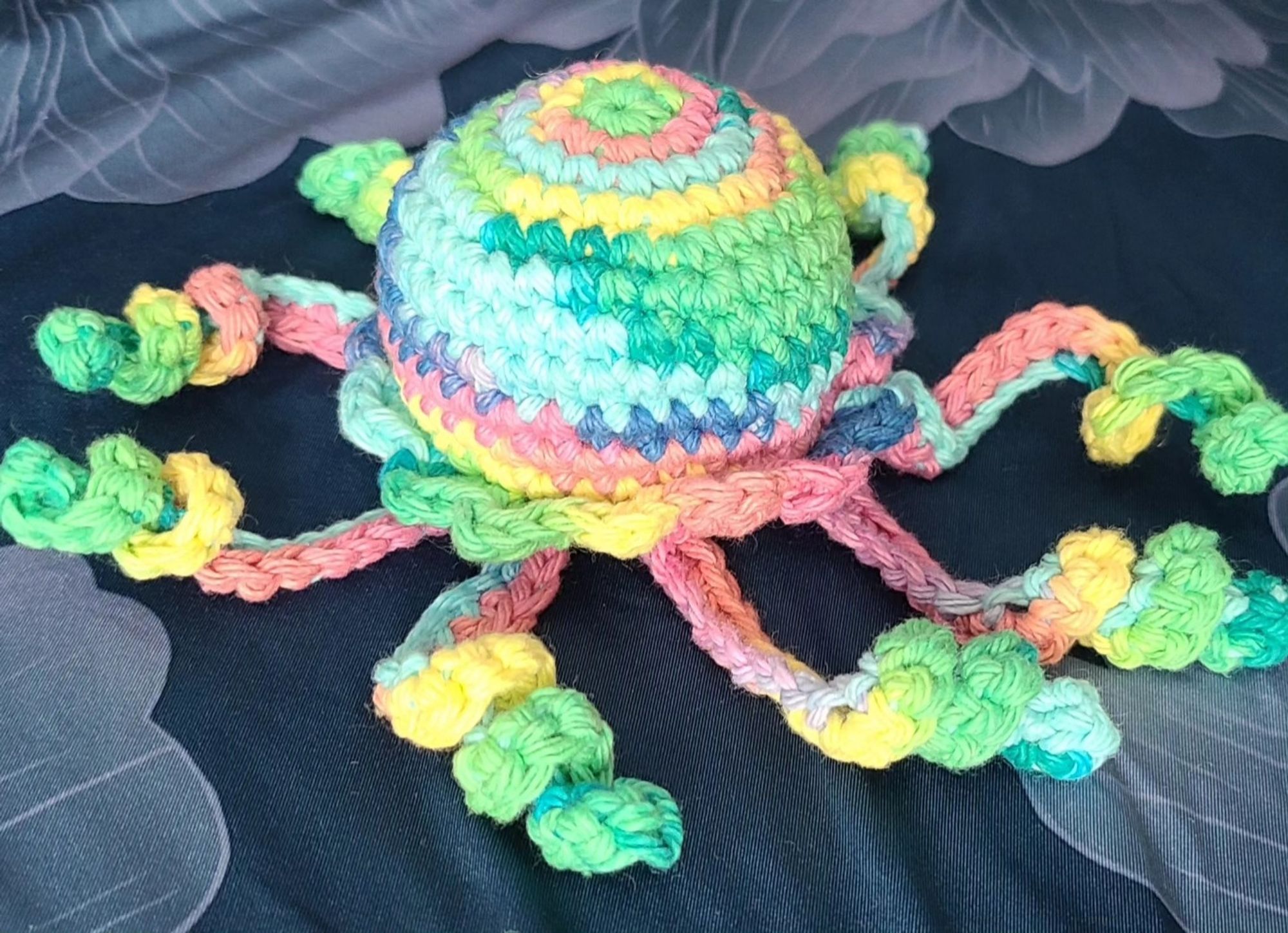 Crochet amigurumi rainbow jellyfish