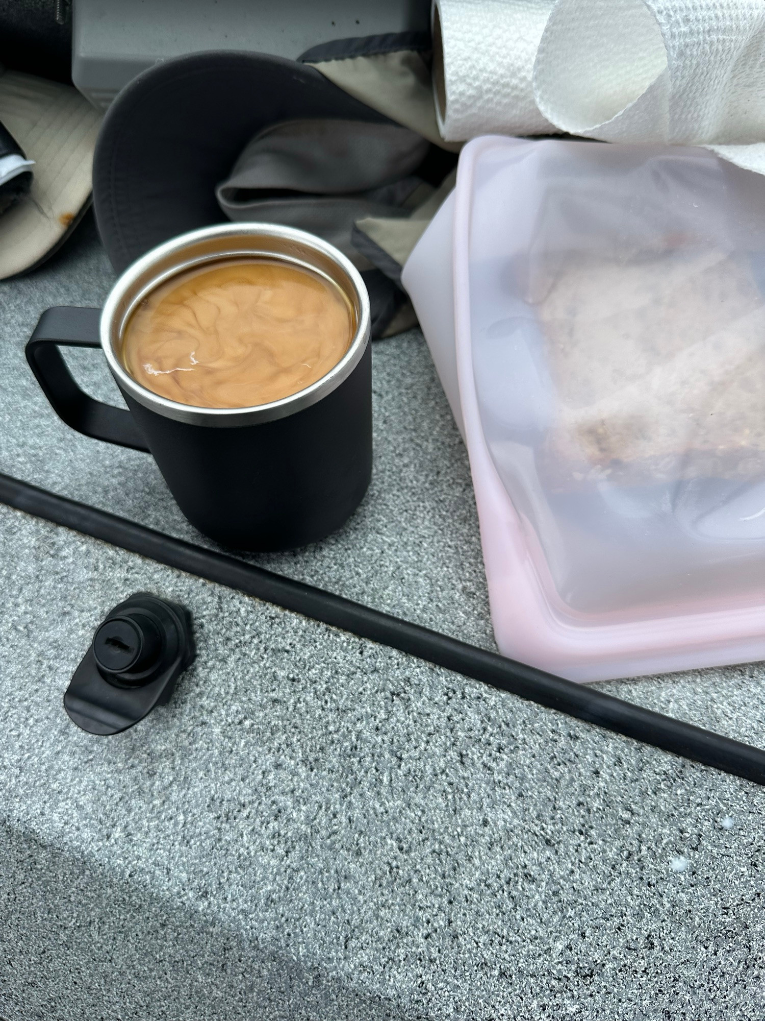 Freshly made coffee on the boat (1st time).
